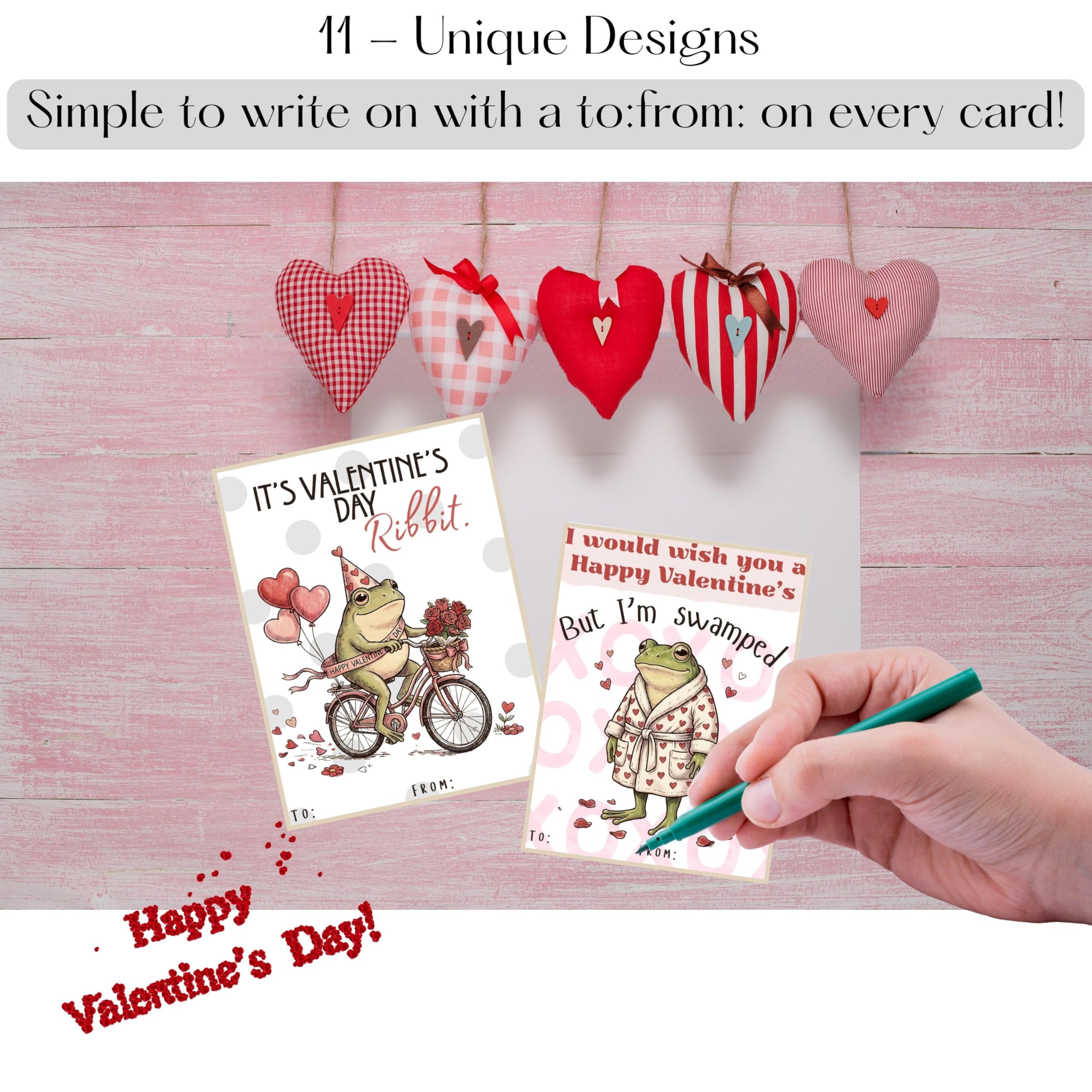 Sarcastic Frog Valentine Day Classroom Sharing Cards (Set of 22) Valentine's Party Exchange - Cupid is Stupid