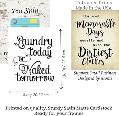 Silly Goose Gifts Laundry Room Themed Decor Art Print Wall Art Funny Gift Sets Typography Rustic Retro Unframed Pictures Signs Rules (Fluff and Fold)