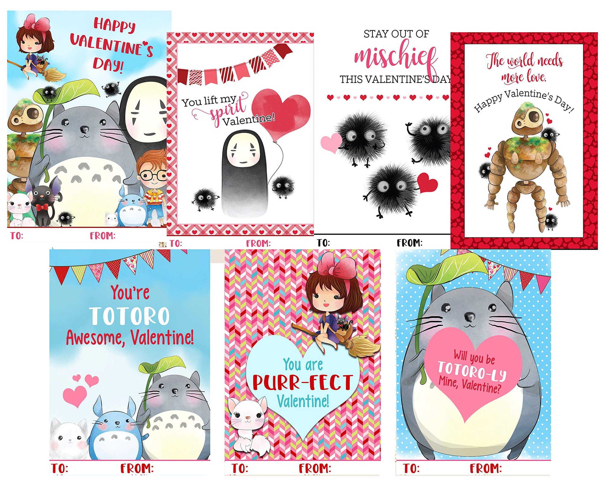 The world needs more love cartoon character Valentine's Day classroom sharing cards set of 21