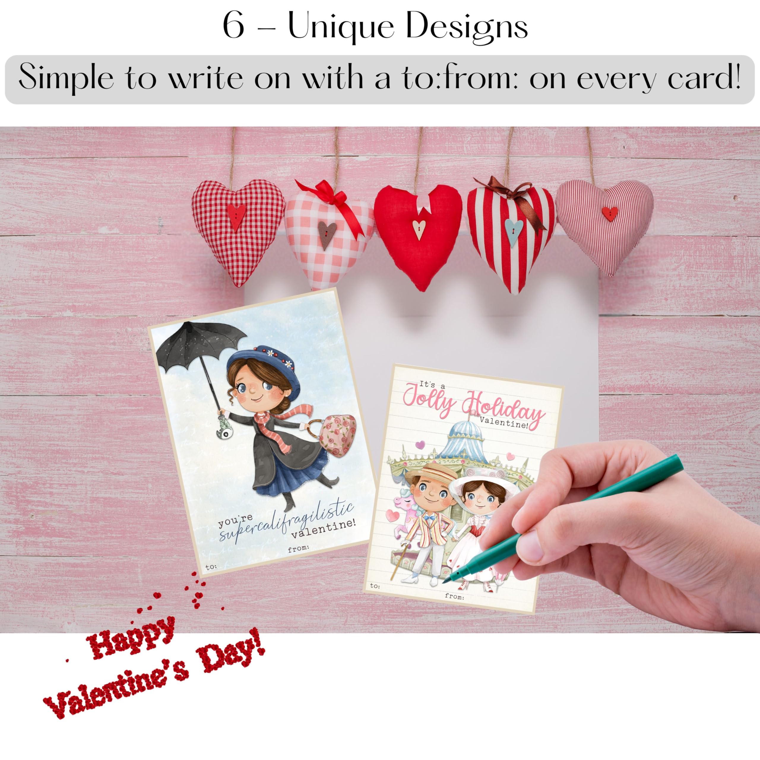 Magical Nanny Musical Themed Valentine's Day Classroom Sharing Cards (Set of 24)