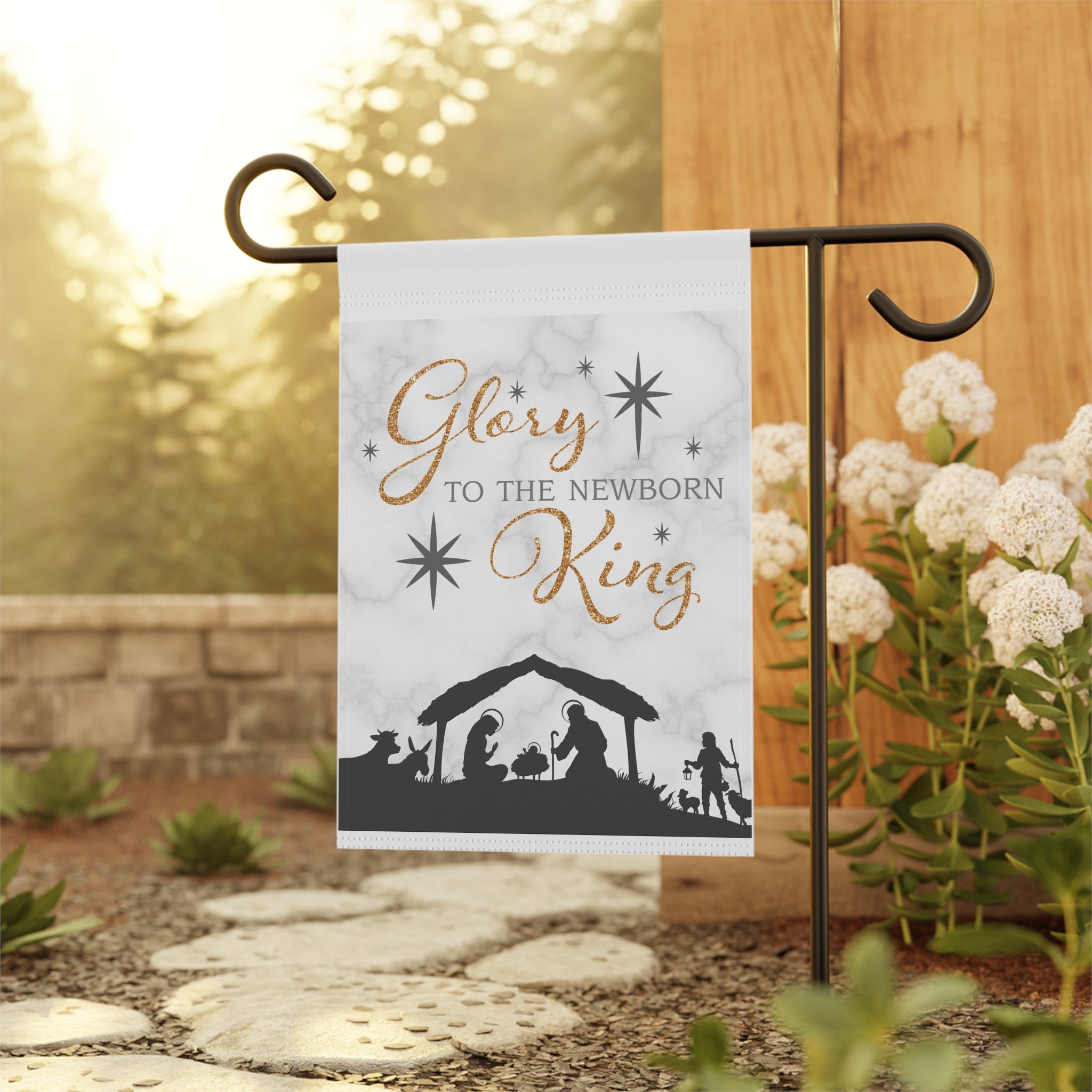 Glory To The Newborn King Nativity Christmas Garden Flag 12x18 – Vintage Heritage Winter Yard Decor