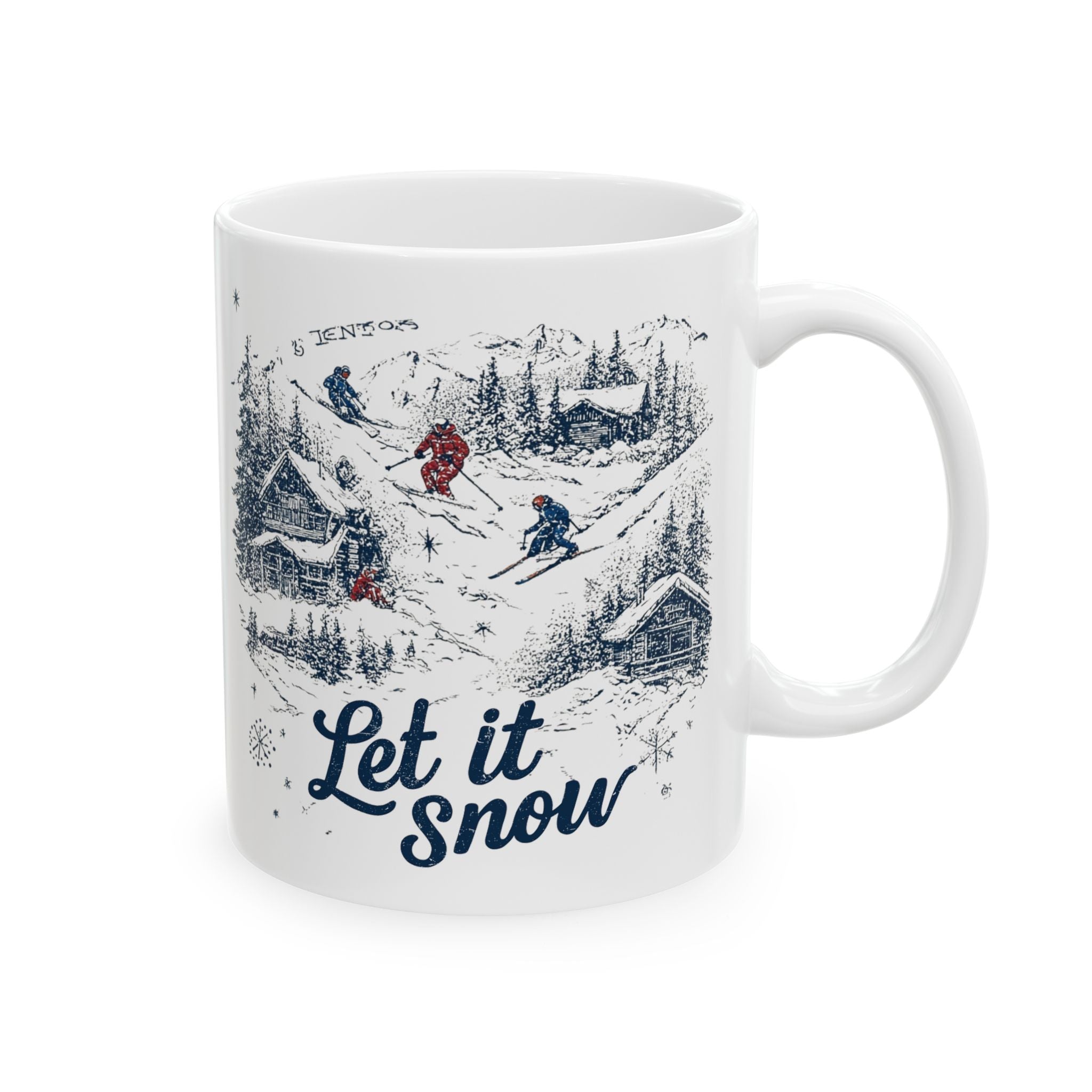 Winter Cabin Hand Drawn Mug – Cozy Snowy Lodge Scenic Coffee Cup