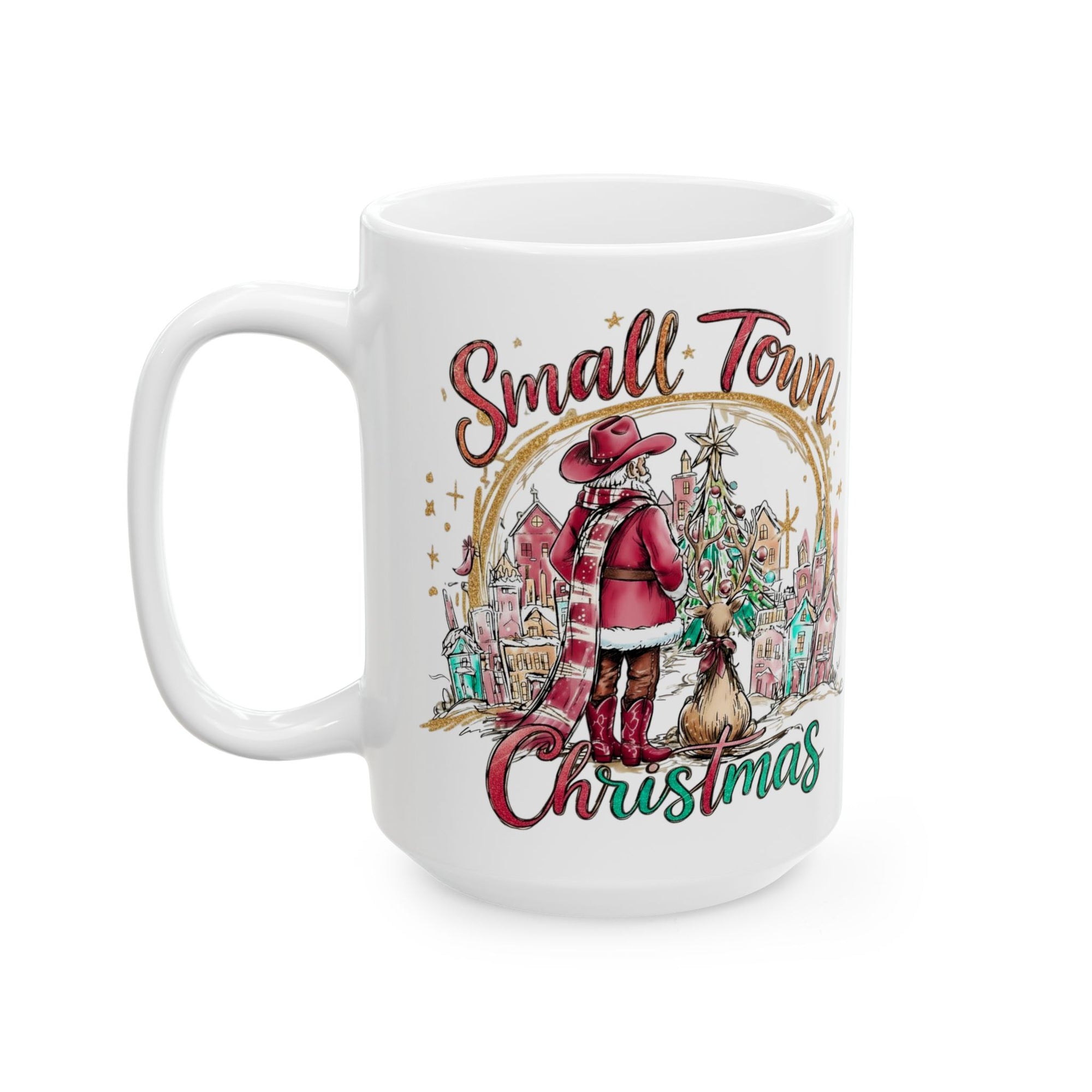 Small Town Christmas Village Country – Cowboy Santa Holiday Coffee Mug (11oz & 15oz)
