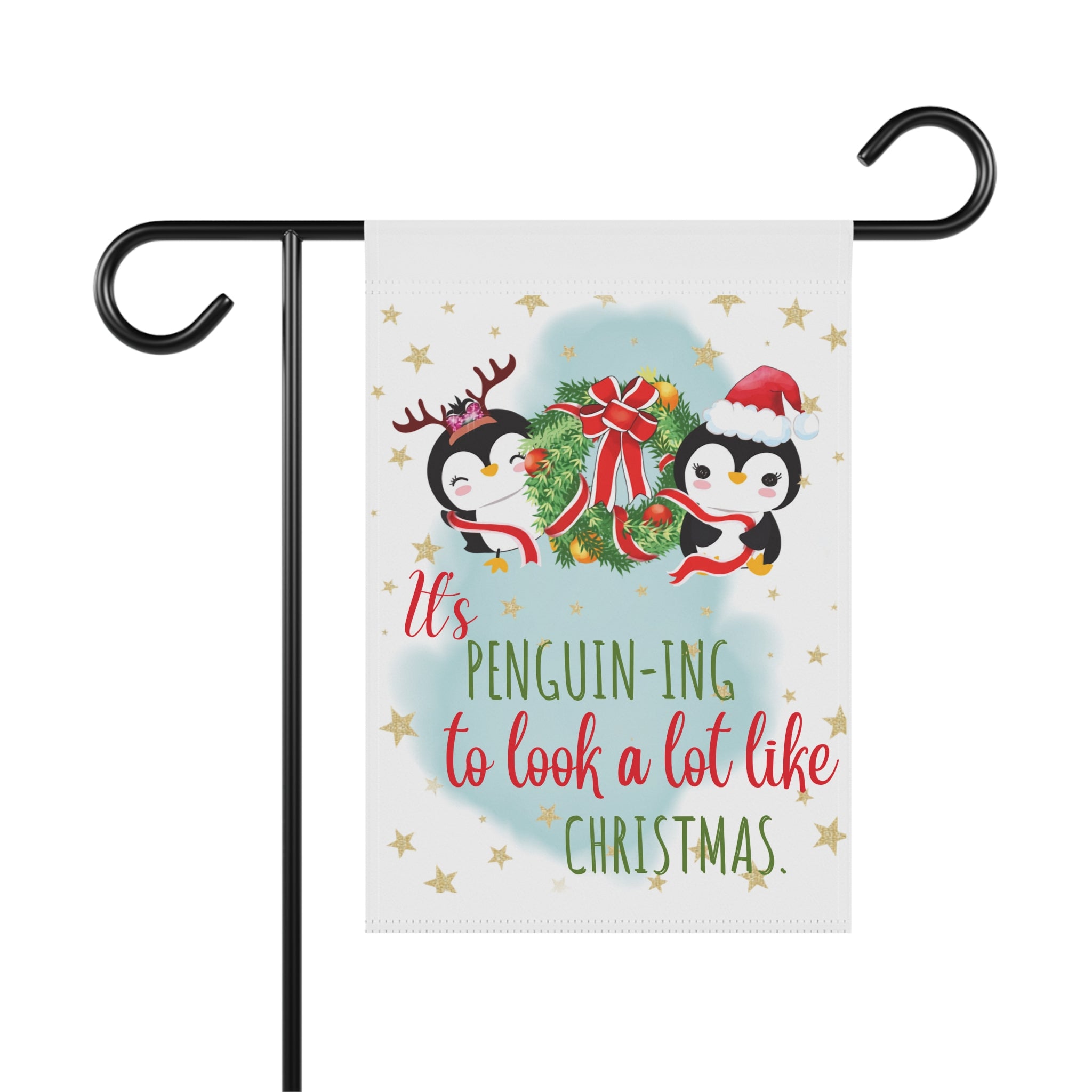 Cutest Penguin cute Christmas winter garden flag, 12x18 yard decor