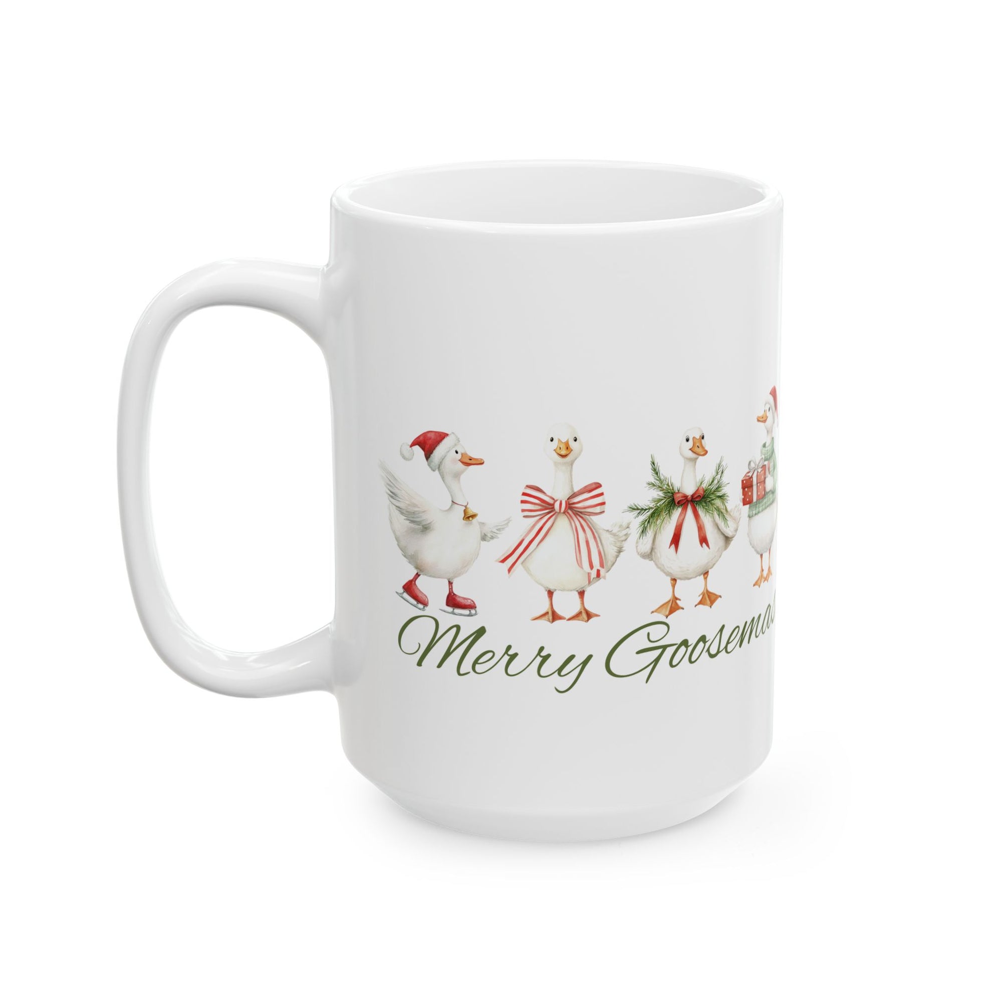 'Merry Goosemas' Christmas Goose Mug — Holiday Coffee Cup (11oz & 15oz)