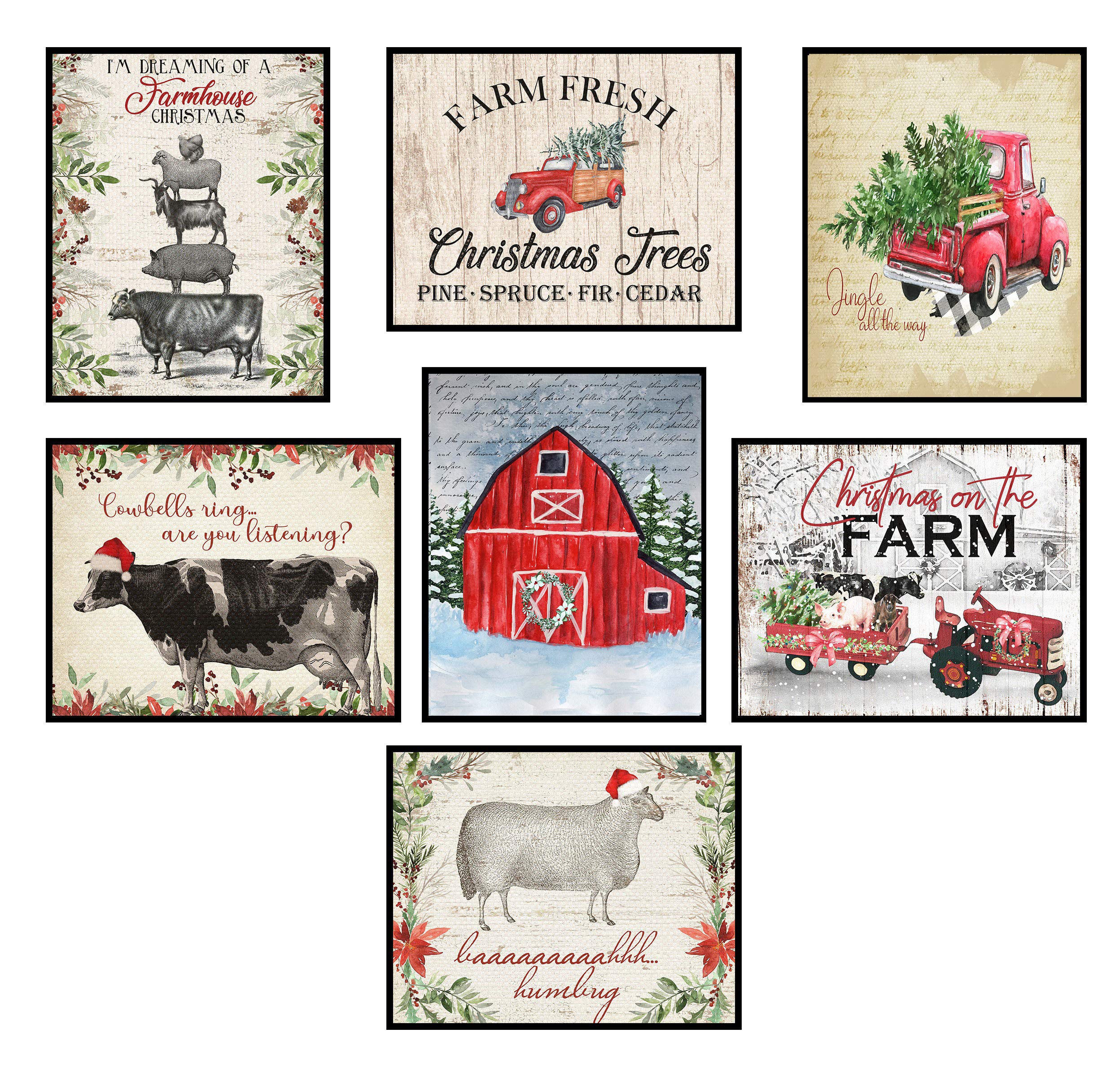 Silly Goose Gifts Vintage Themed Beautiful Christmas Art Print Wall Art Sets