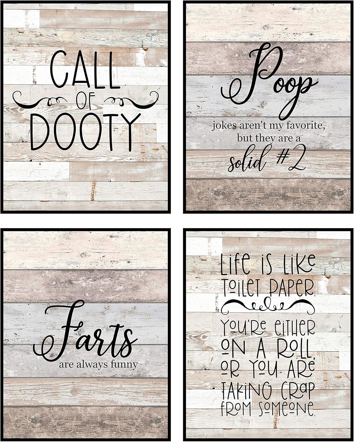 I Herd That! - Funny Farmhouse Bathroom Themed Decor Art Farm Rustic Wood Style Wall Prints Set Cow Pig Poster Signs Typography Cute Rules Toilet Paper Truck