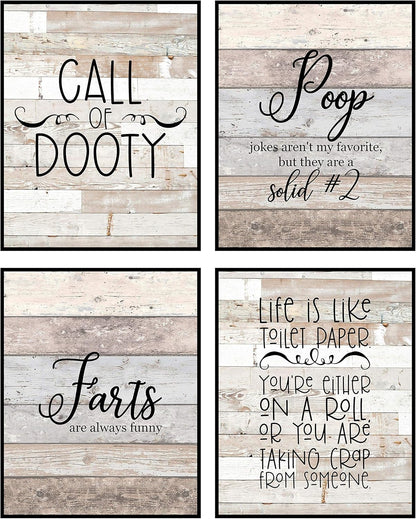 I Herd That! - Funny Farmhouse Bathroom Themed Decor Art Farm Rustic Wood Style Wall Prints Set Cow Pig Poster Signs Typography Cute Rules Toilet Paper Truck