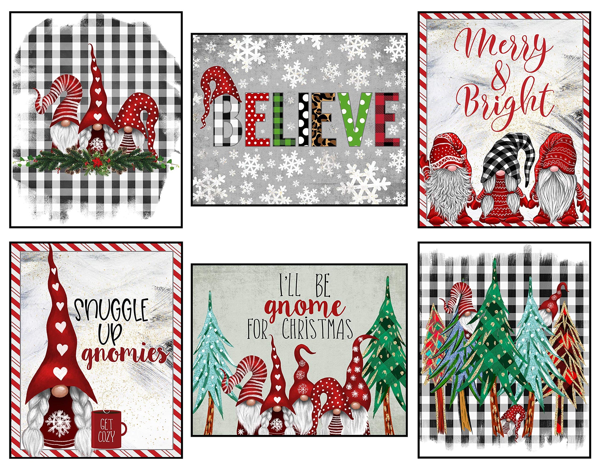 Silly Goose Gifts Vintage Themed Beautiful Christmas Art Print Wall Art Sets