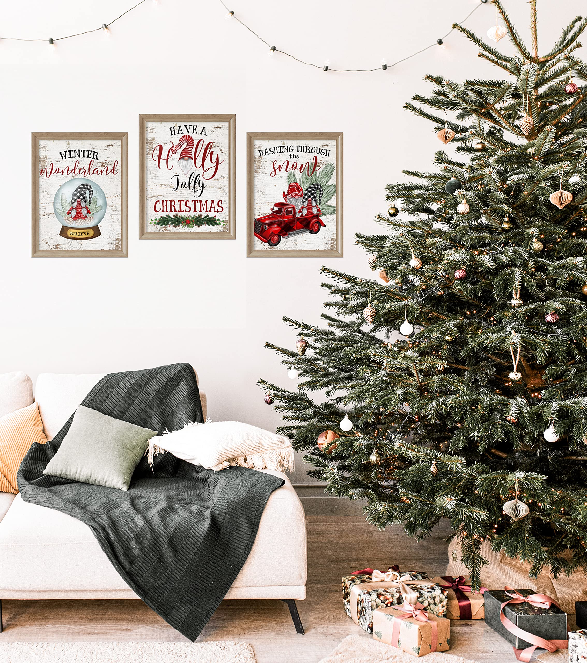 Old World Christmas Gnome Wall Art Prints - Vintage Holiday Set