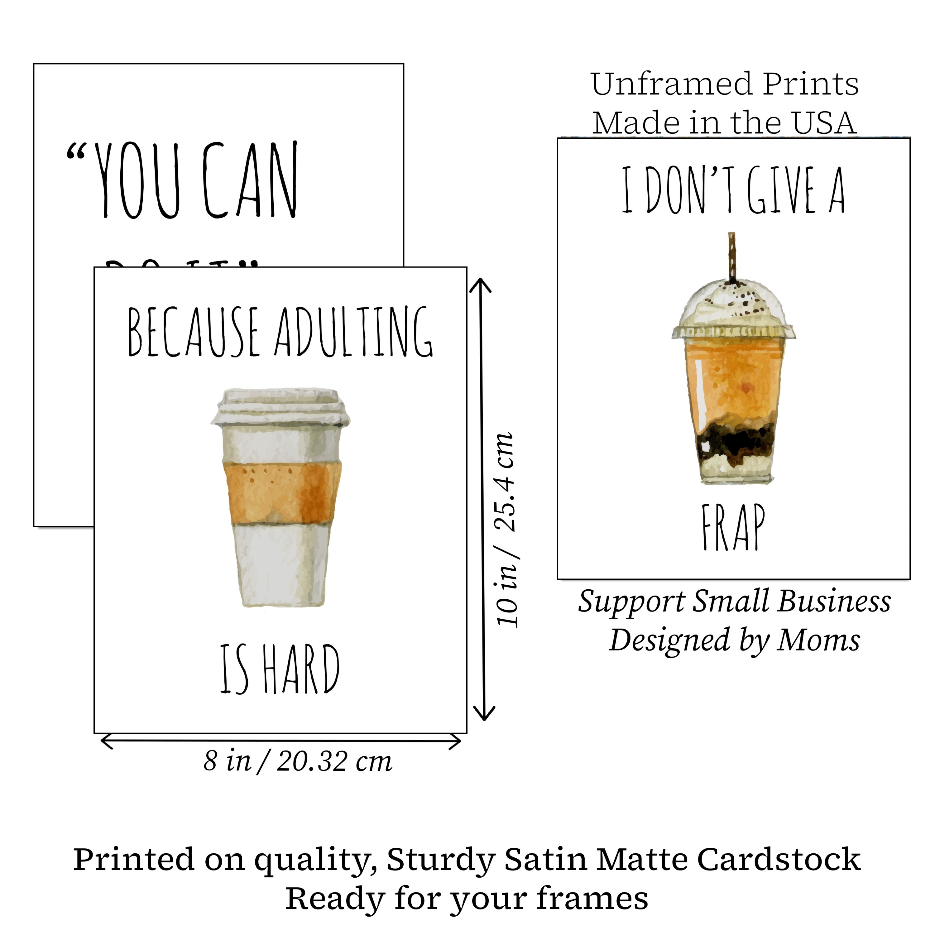 Coffee Motivation Wall Art Prints Set of 3 – Funny 8x10 Coffee Bar Decor