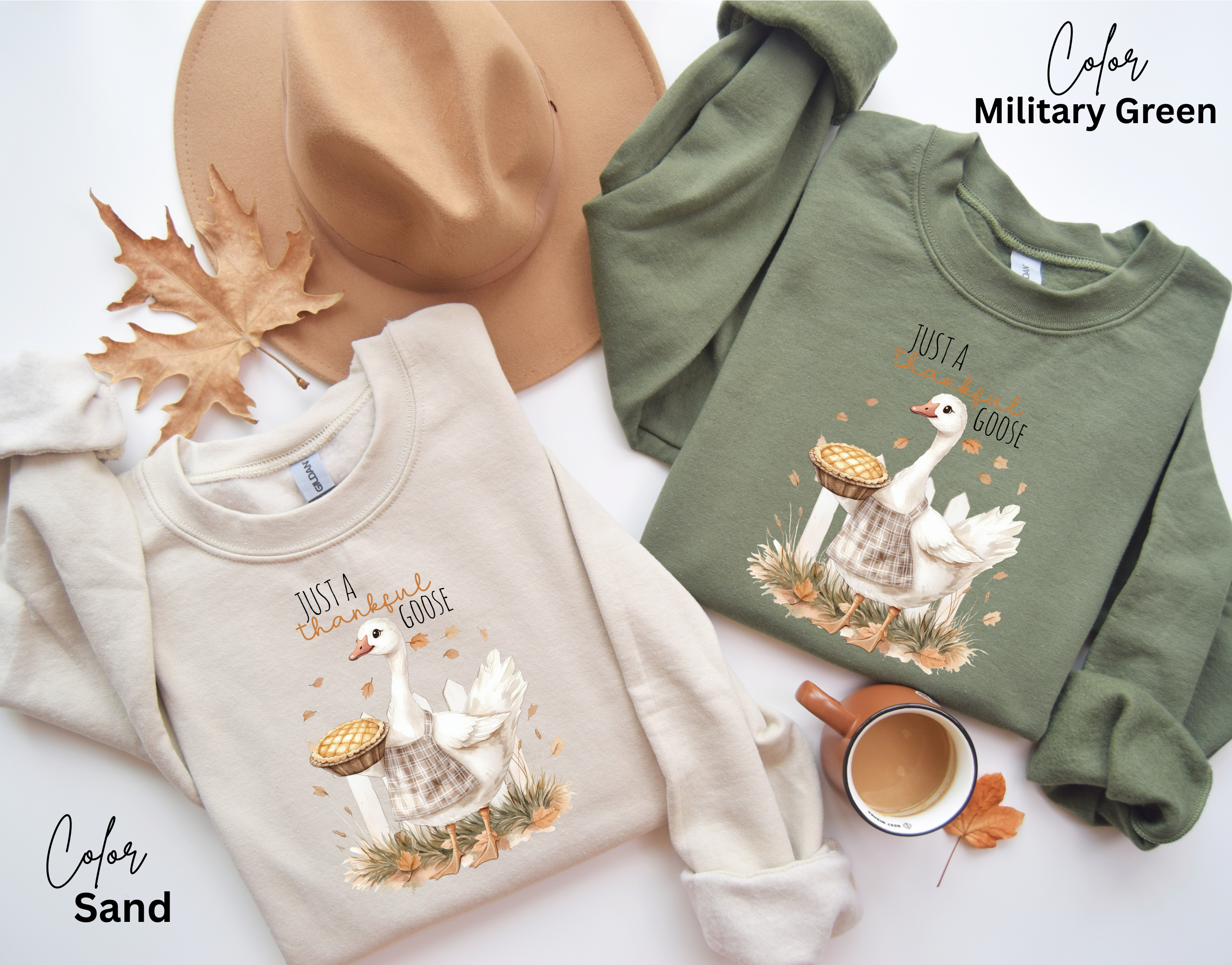 Just a Thankful Goose - Cozy Crewneck, Thanksgiving Sweatshirt, Fall Fashion, Gift for Thanksgiving Celebrations