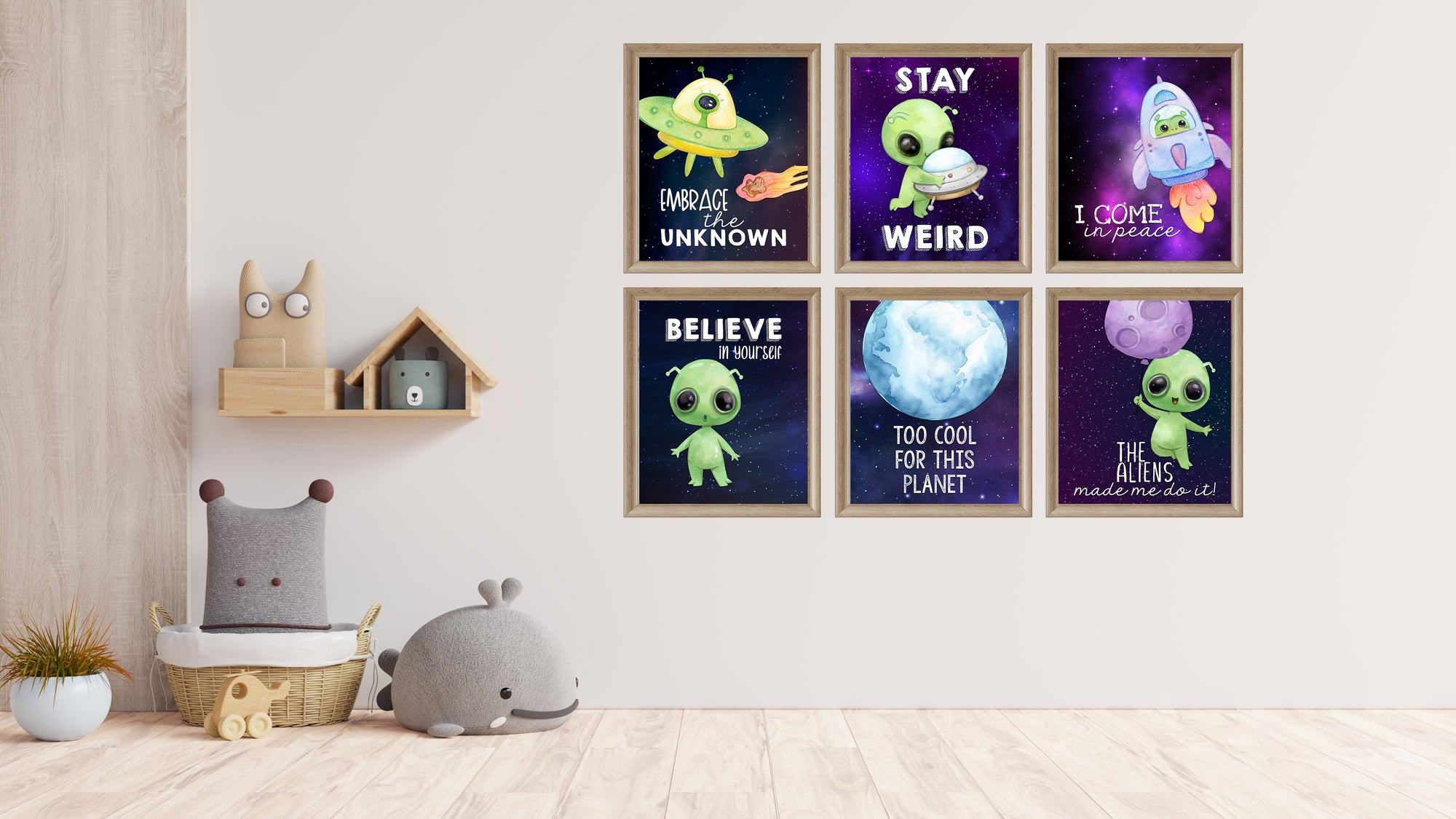 Come In Peace - Alien Wall Art Prints Gift Decor Set Pictures Room