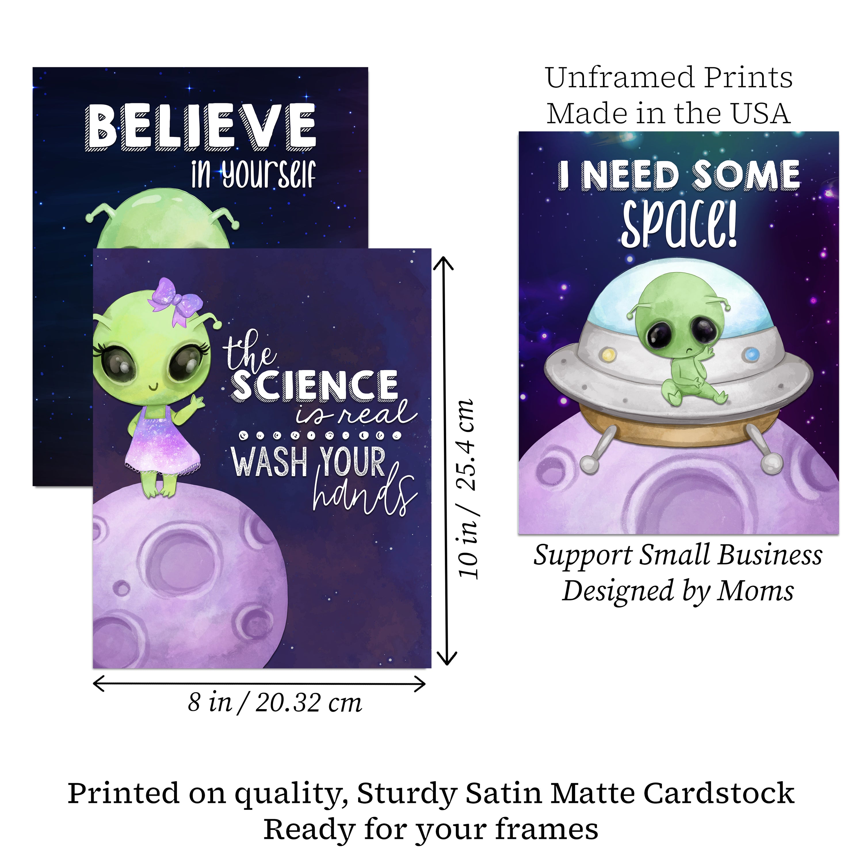 Come In Peace - Alien Wall Art Prints Gift Decor Set Pictures Room