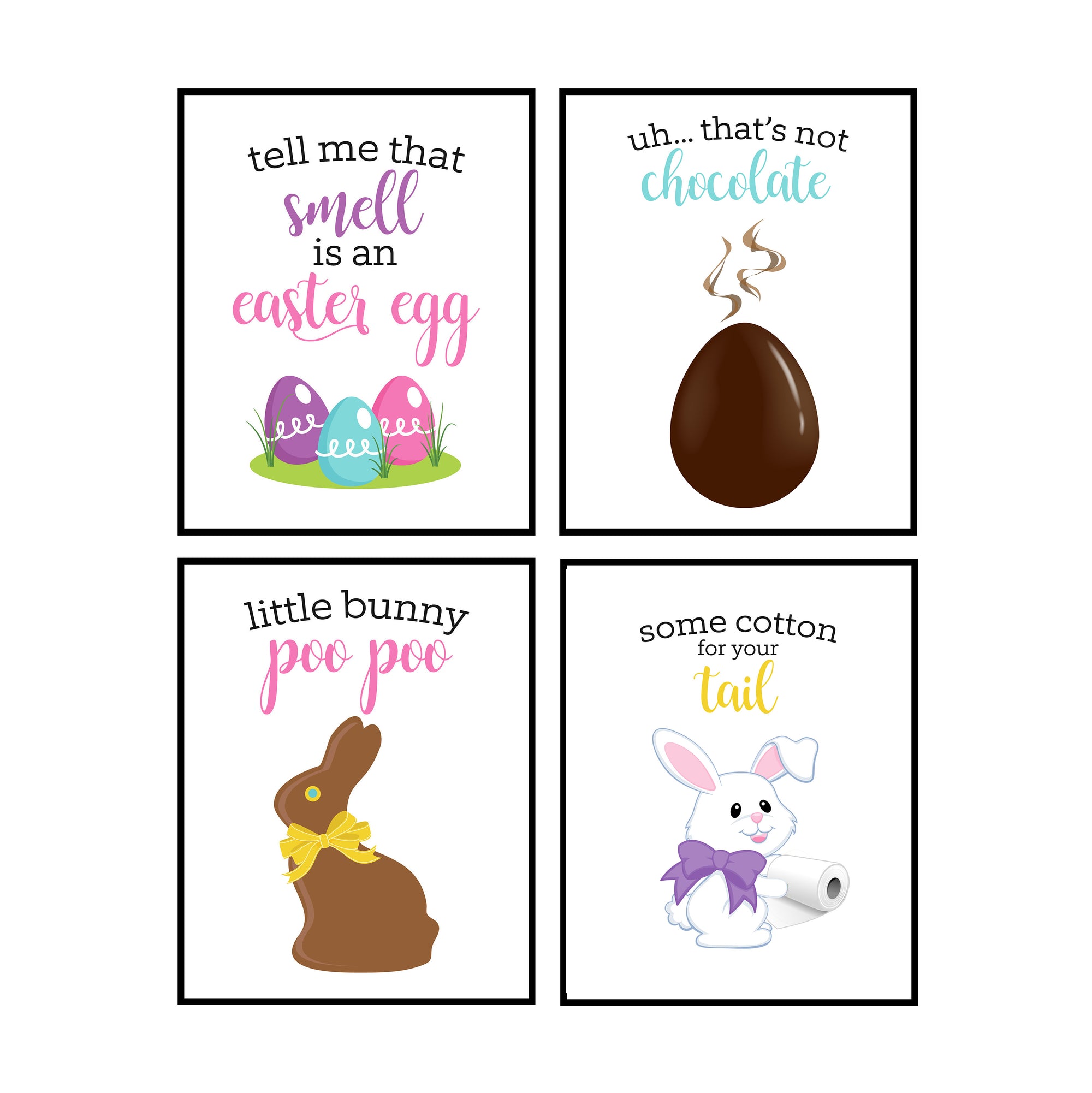 Funny Easter Holiday Bathroom Themed Decor Art Print Wall Art - Digital Download