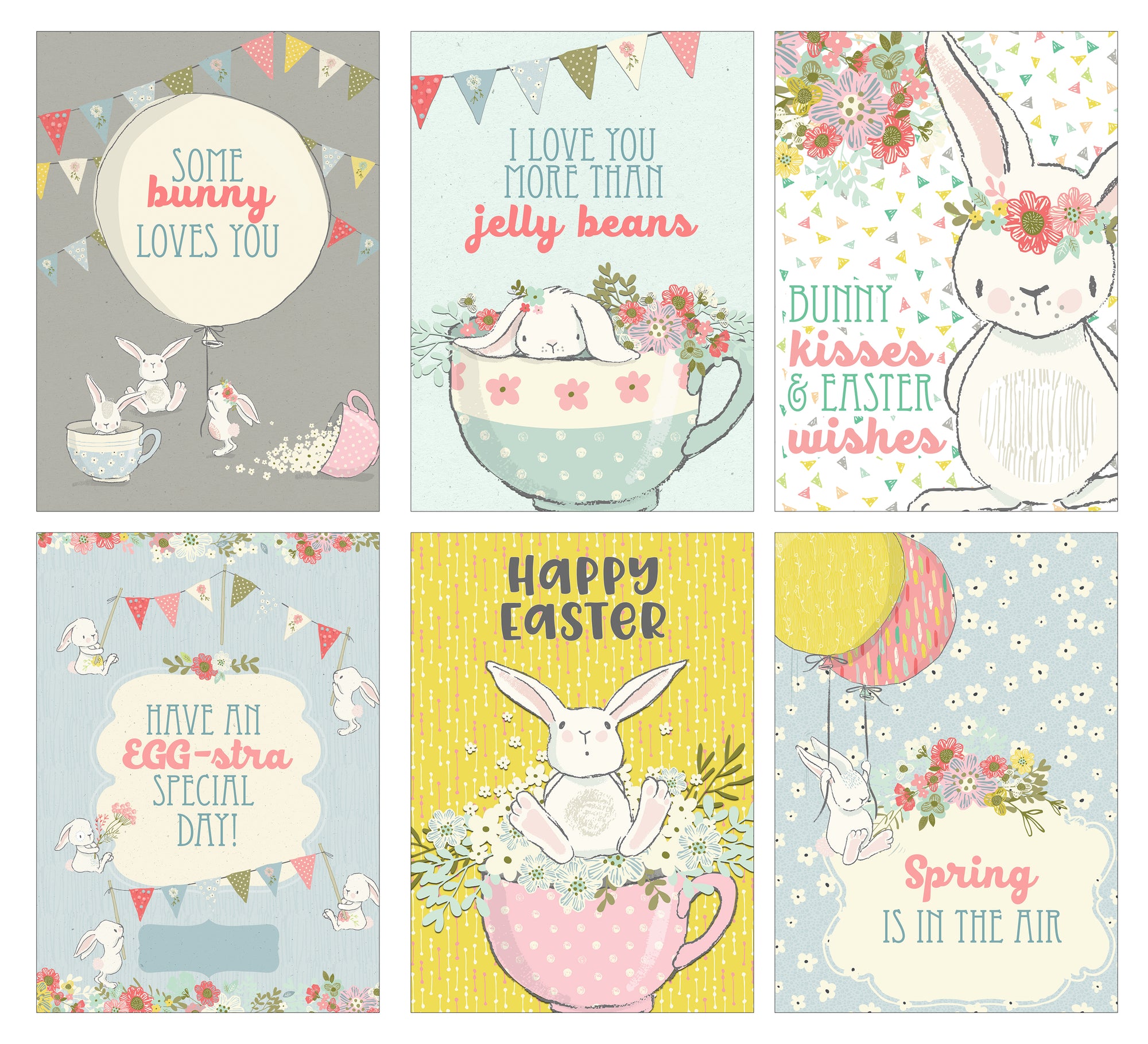 I Love You More Than Jelly Beans - Easter Bunny Set of Greeting Cards Assortment