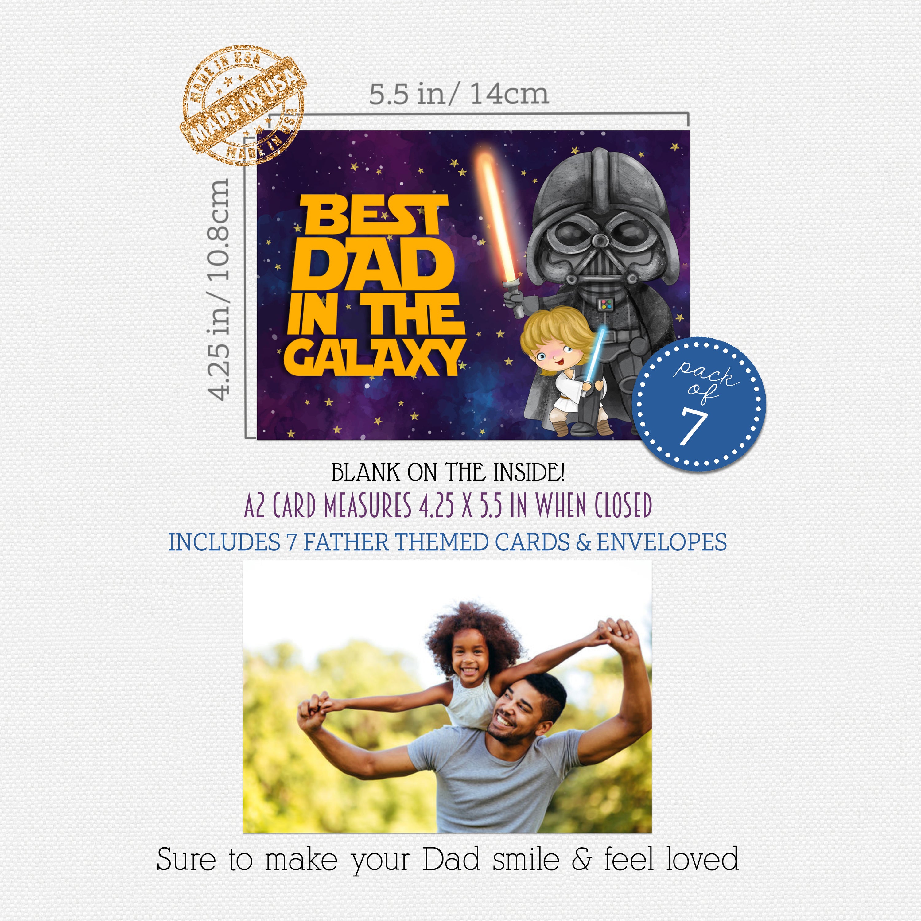 Greetings Cards for Dad Hero Themed Cartoon Stationery Note Cards Bulk Set
