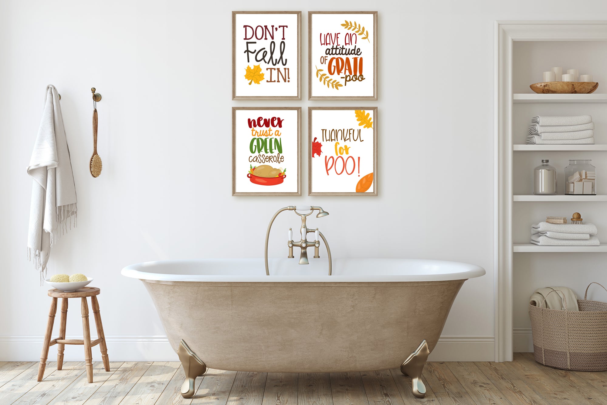 Don't Fall In! - Funny Thanksgiving Themed Bathroom Wall Art Decor Autumn