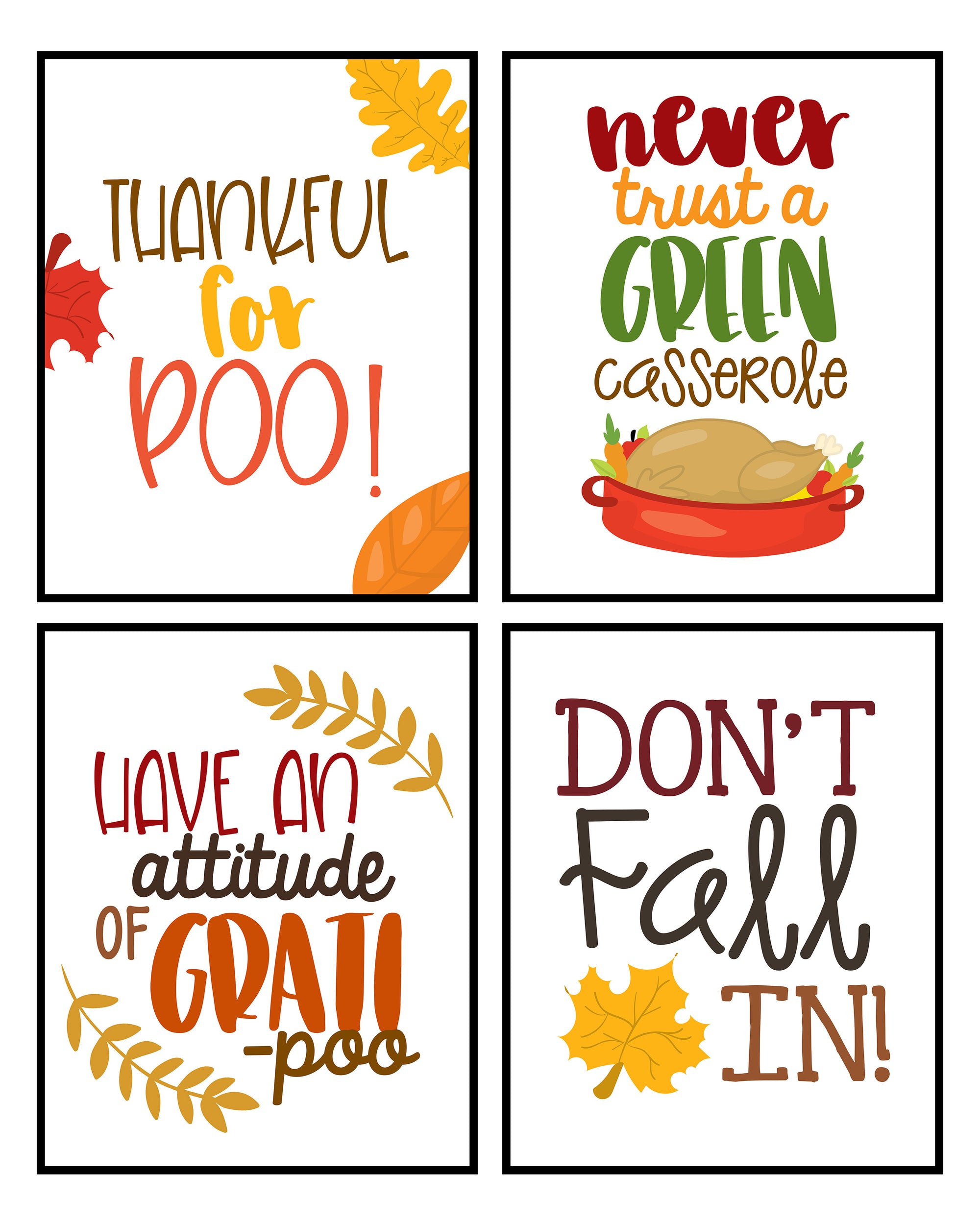 Don't Fall In! - Funny Thanksgiving Themed Bathroom Wall Art Decor Autumn