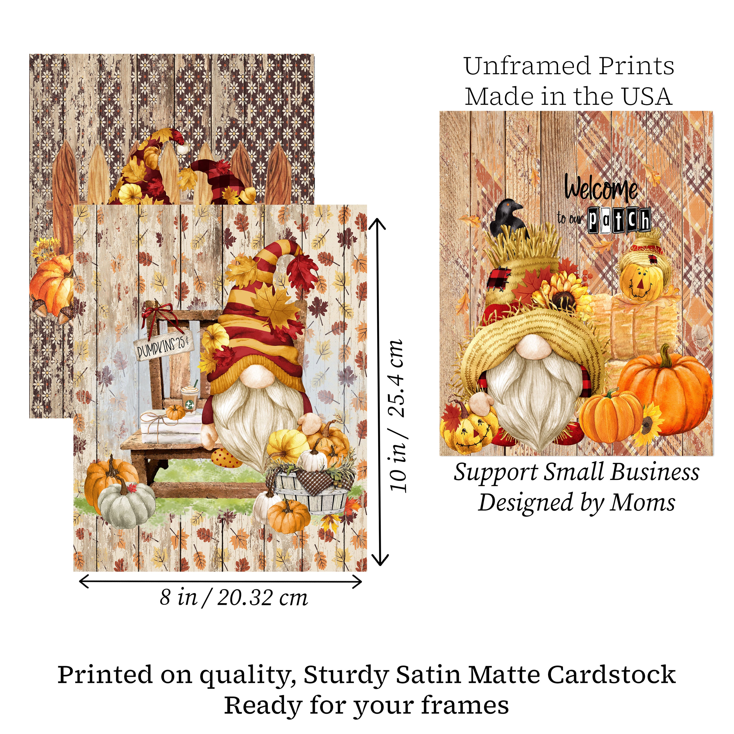 Welcome To The Patch - Fall Gnome Art Prints (Set of 4) 8x10