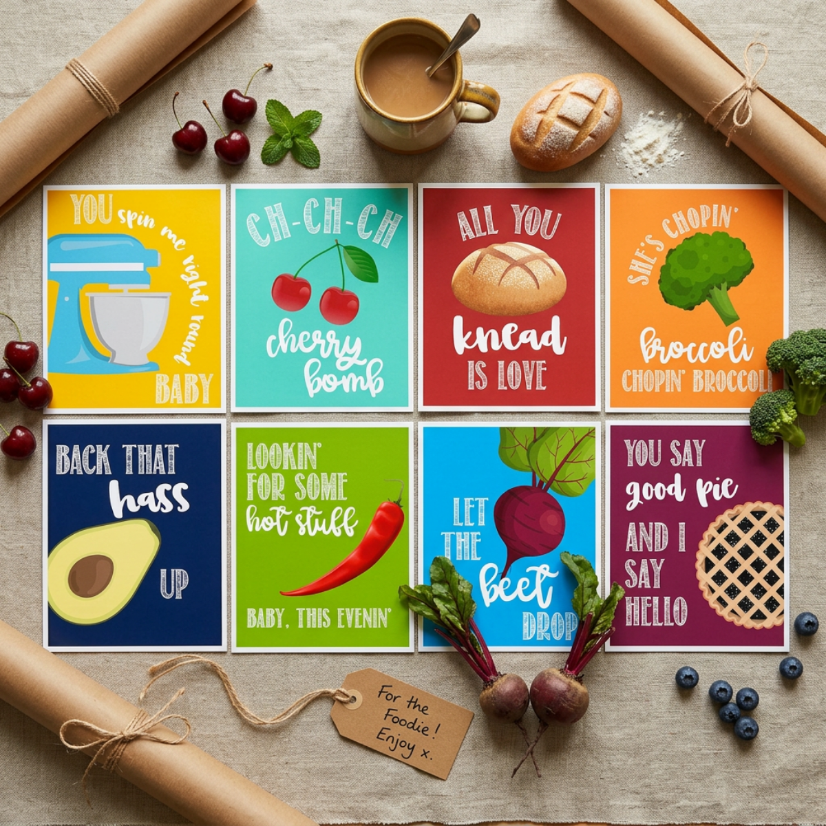 Funny Food Kitchen Music Lyrics Themed Wall Art Prints Decoration