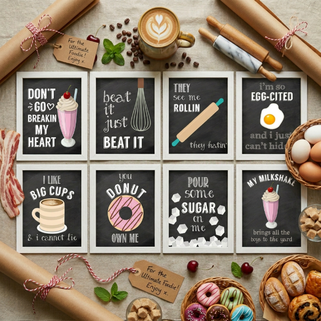 Funny Food Kitchen Music Lyrics Themed Wall Art Prints Decoration