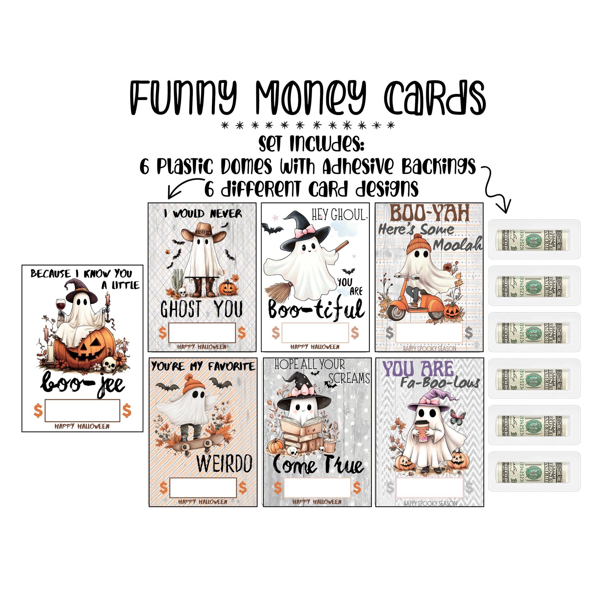 Boo-Ya Here's Some Moolah! Ghost Themed Funny Halloween Money Present Cash Holder Gift Cards