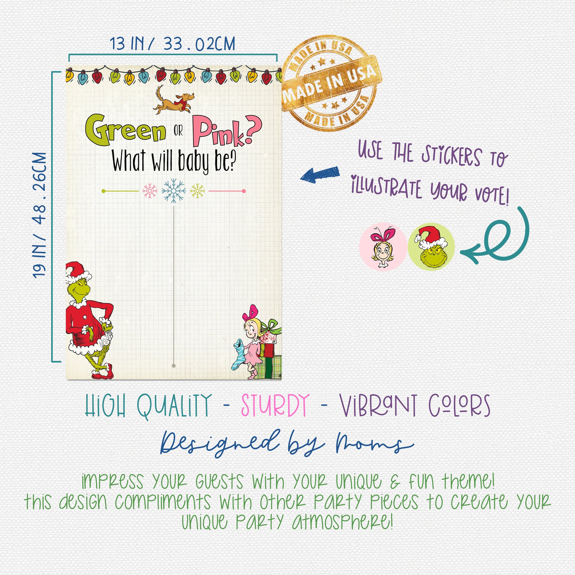 Cast Your Vote Little Who Christmas Themed Baby Shower Gender Reveal Party Guessing Game