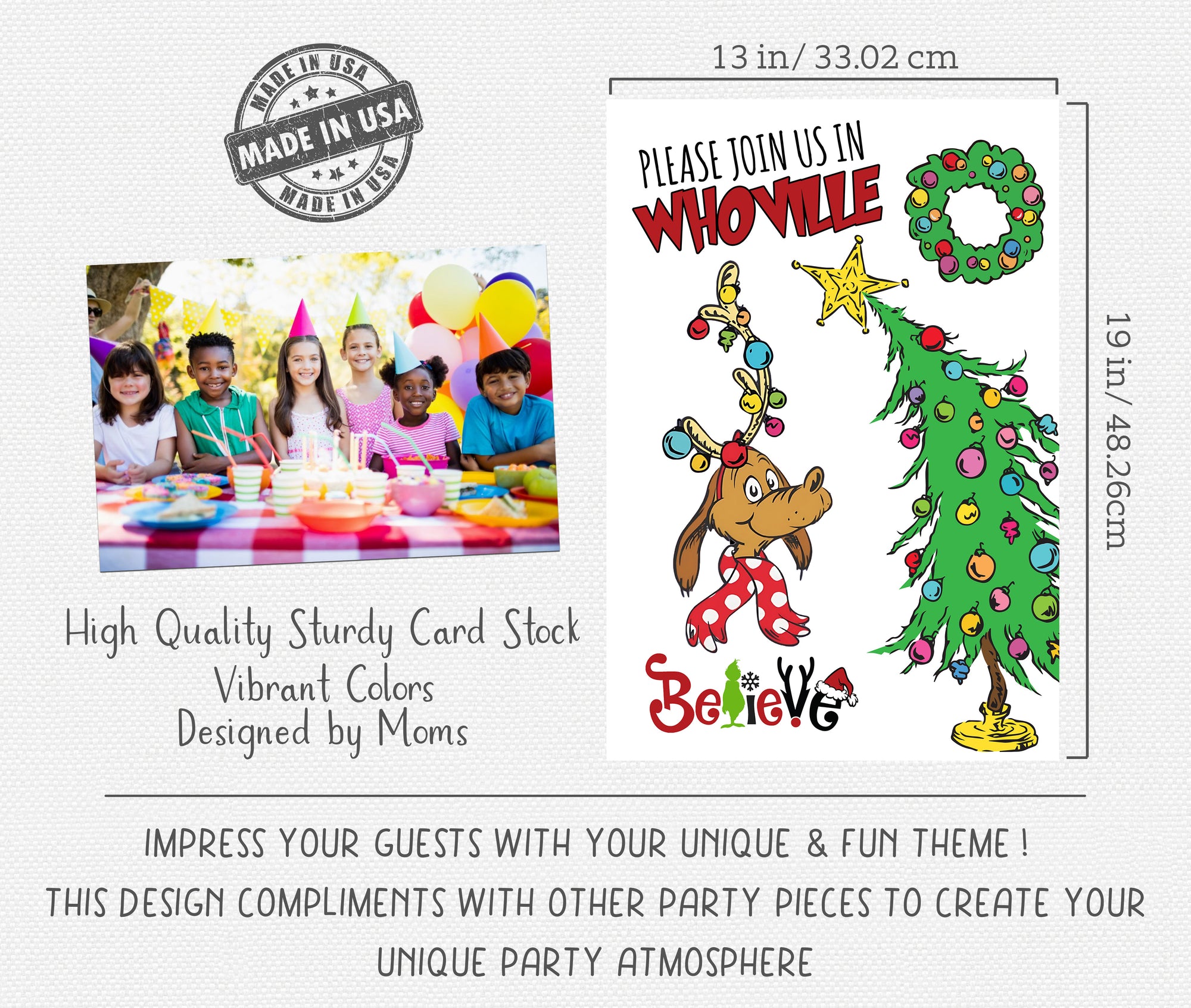 Please Join Us In Whoville - Christmas Holiday Themed Baby Shower Party Every Day Use Poster Banner Sign 19x13in. Decoration