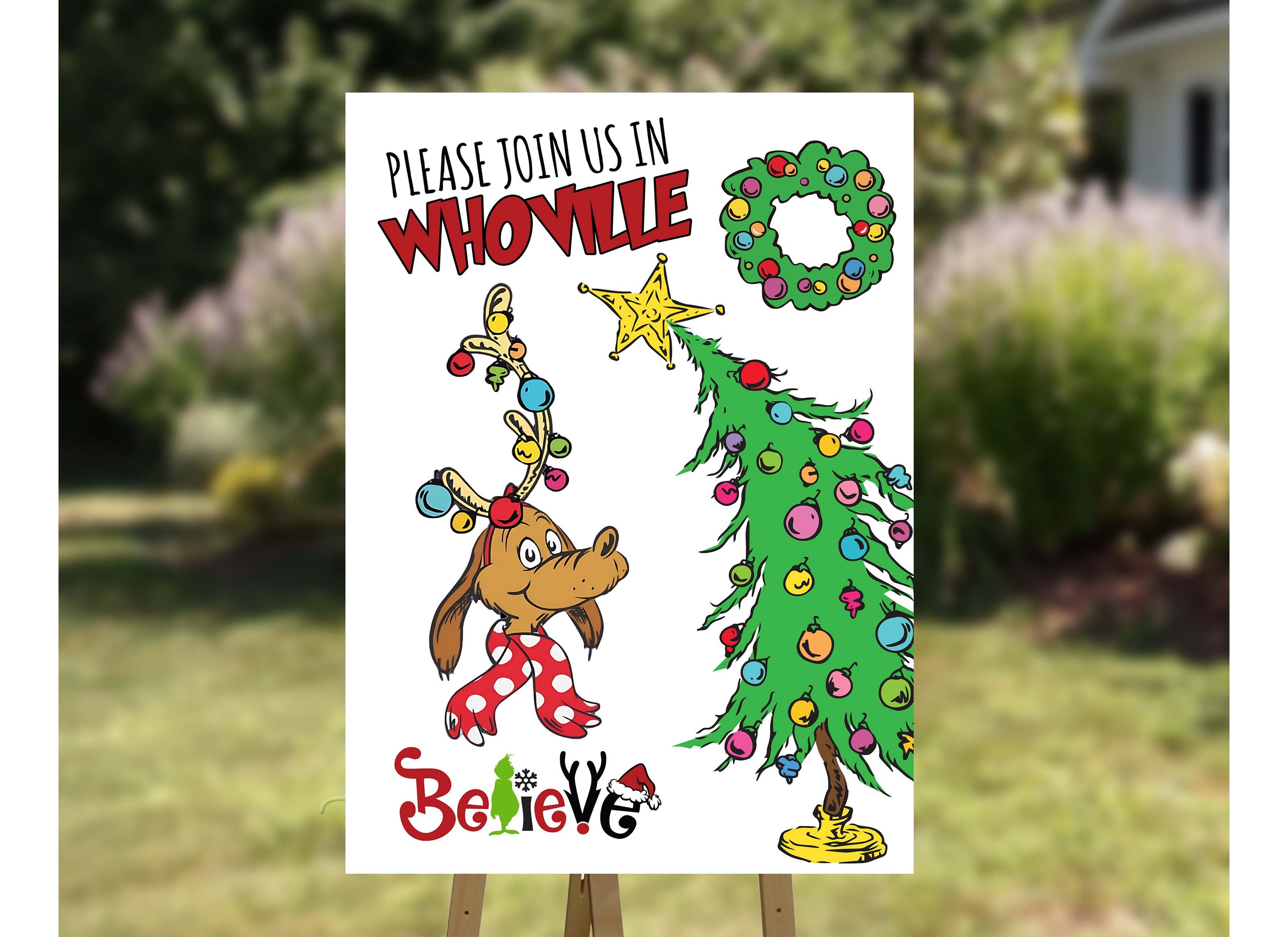 Please Join Us In Whoville - Christmas Holiday Themed Baby Shower Party Every Day Use Poster Banner Sign 19x13in. Decoration