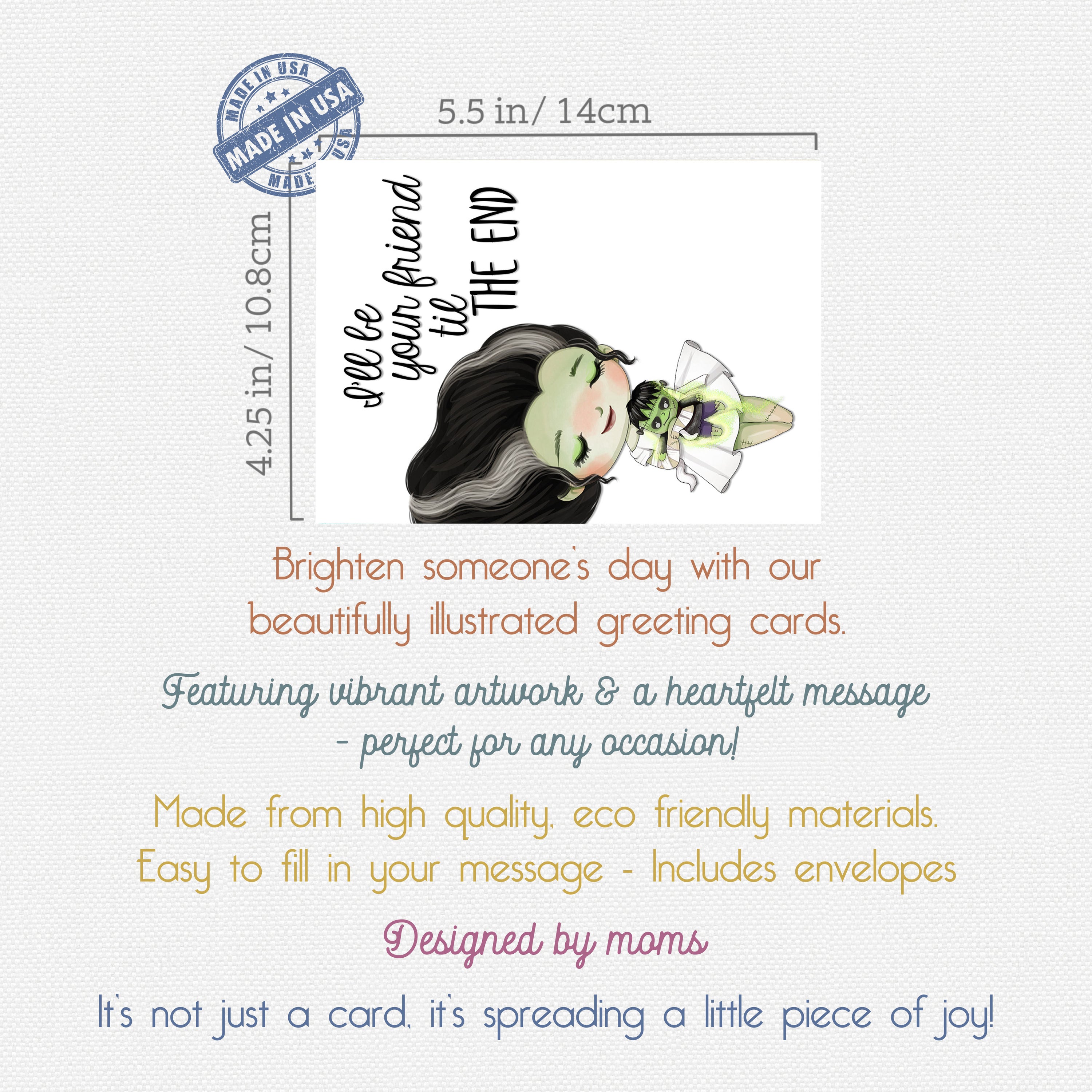 Cute Horror Movie Themed Greeting Card Set Blank All Occasion Assortment