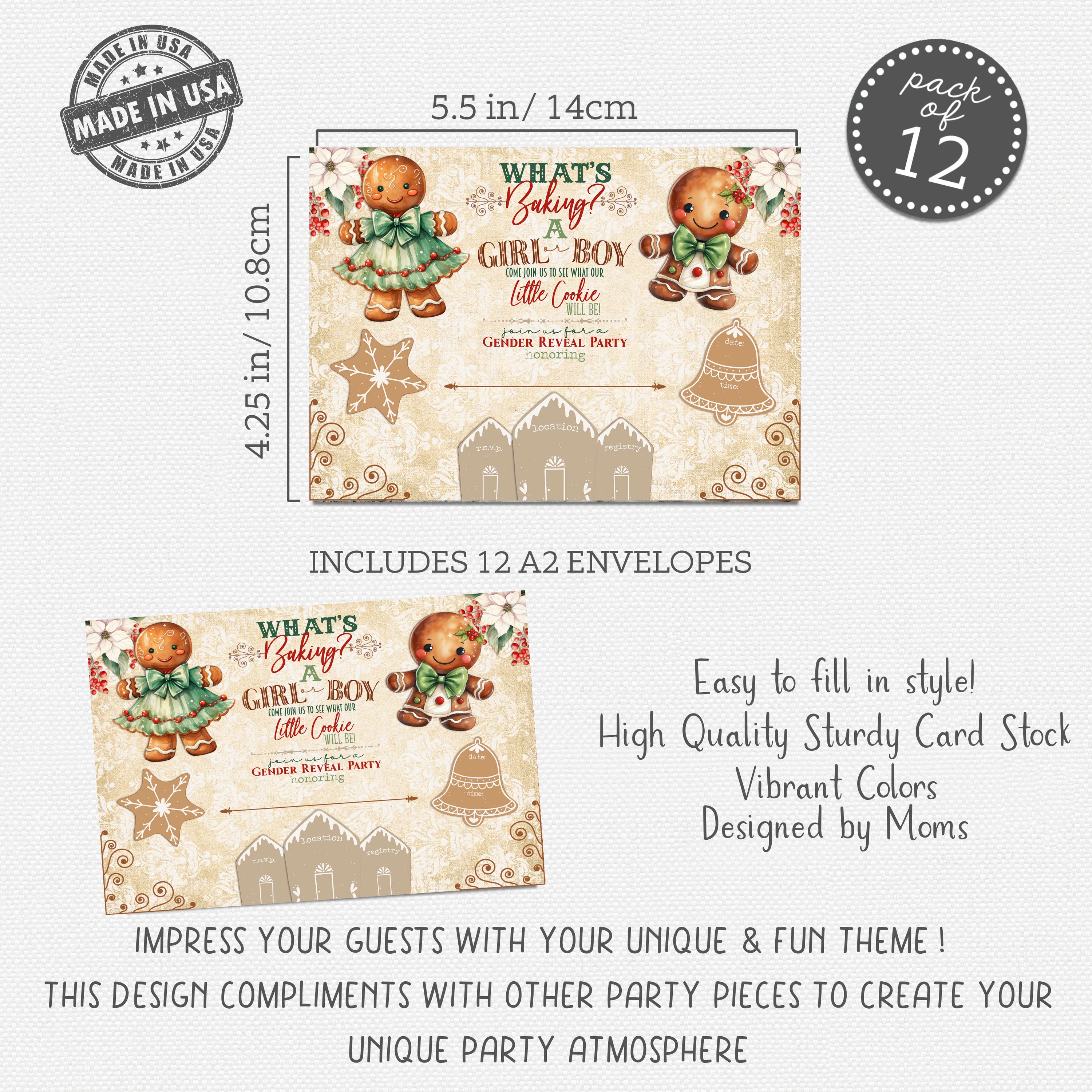 What's Baking A Boy or Girl - Little Cookie Christmas Holiday Baby Shower Gender Reveal Invite Sets