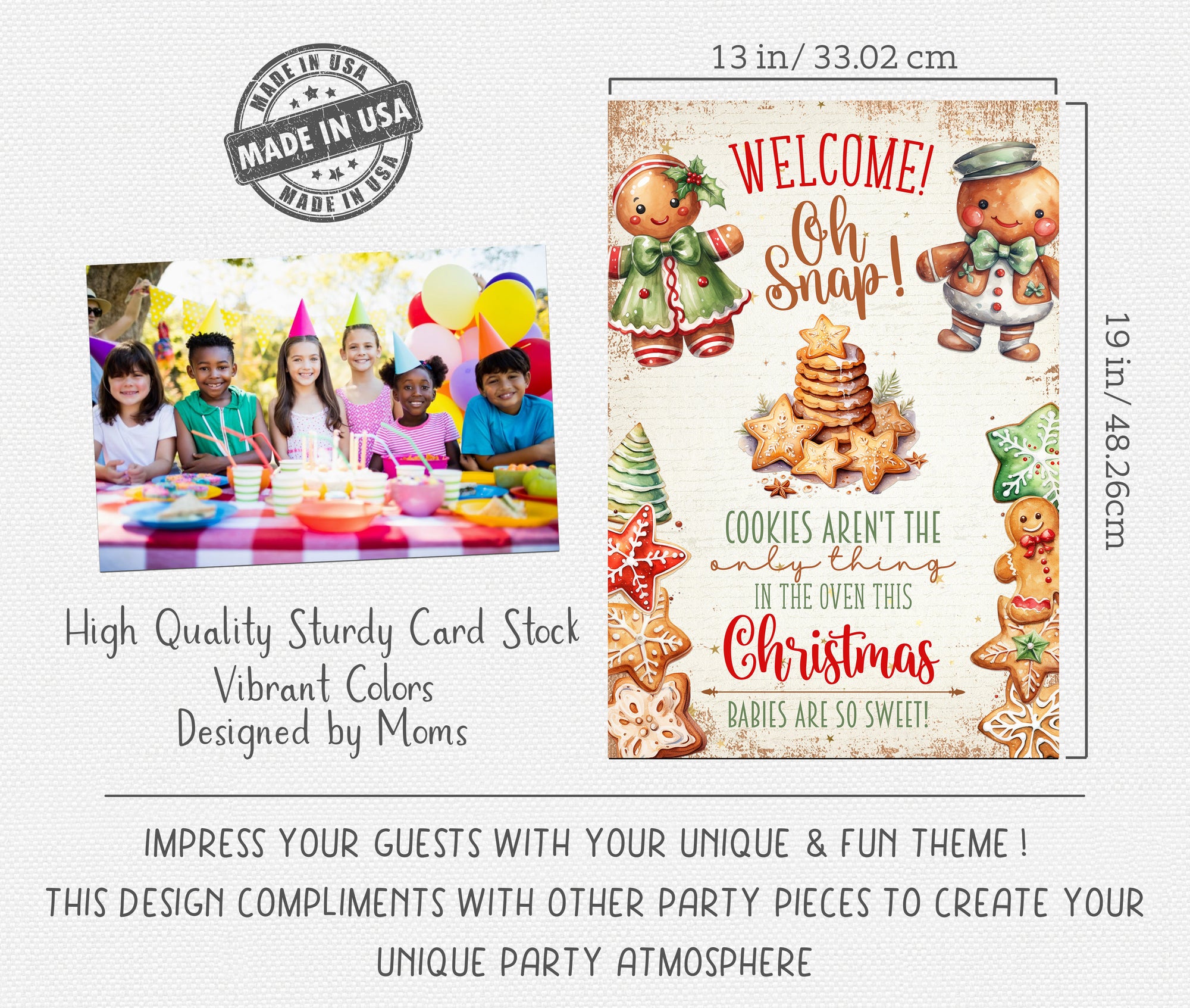 Oh Snap! Cookies Aren't The Only Thing In The Oven This Christmas Holiday Baby Shower Welcome Poster Banner