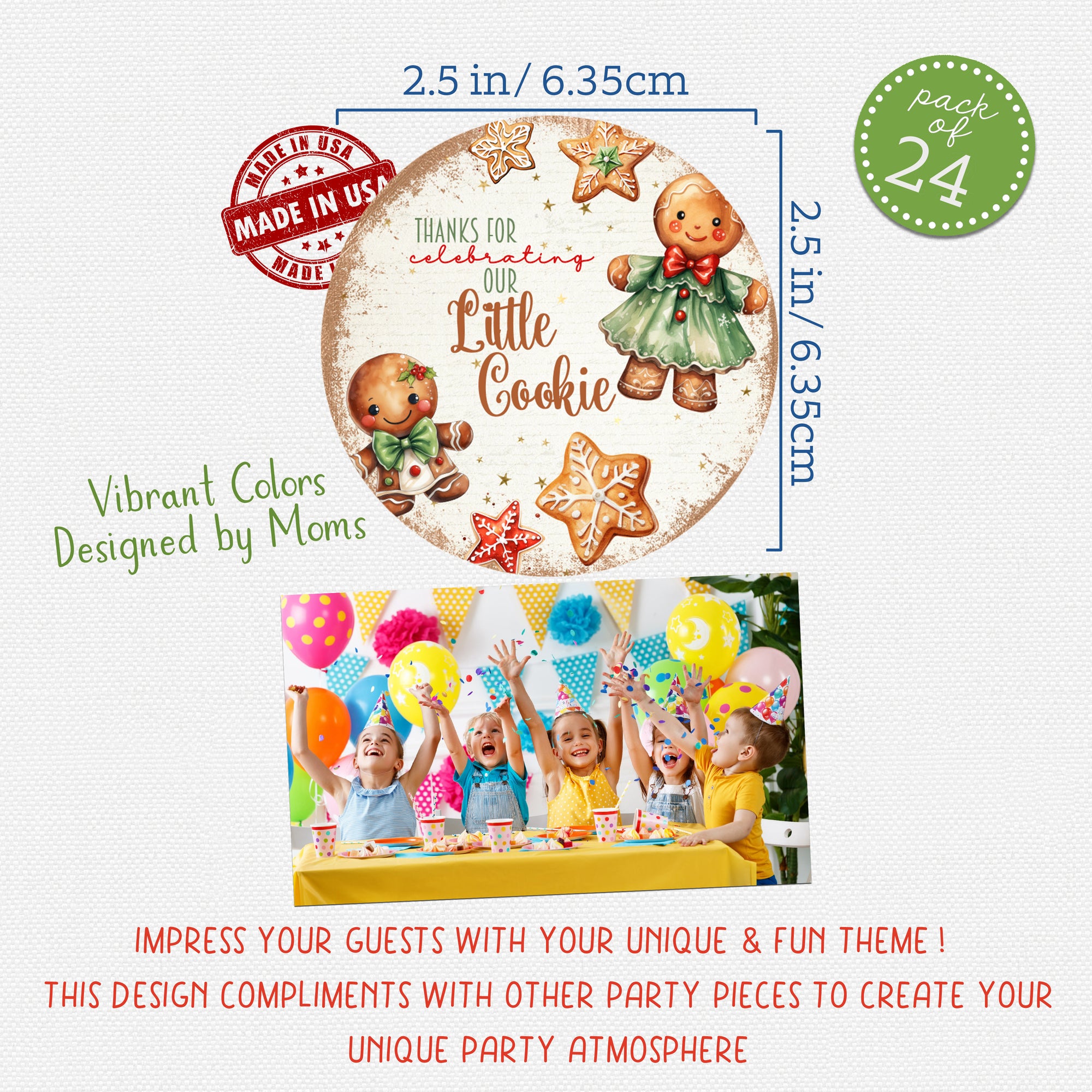 Thanks for Celebrating Our Little Cookie - Christmas Holiday Themed Baby Shower Party Sticker Favor Includes 24 Circle Labels