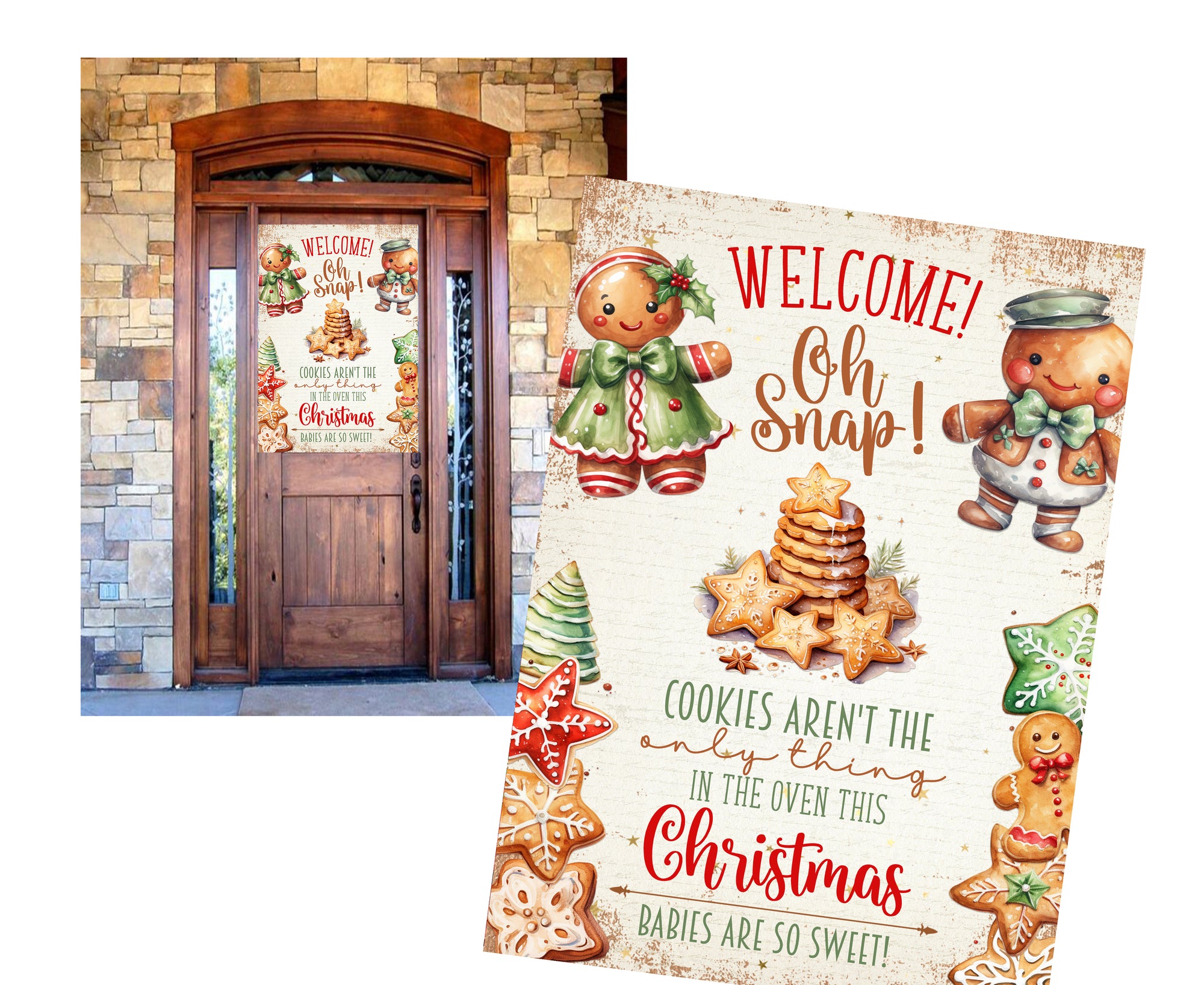 Oh Snap! Cookies Aren't The Only Thing In The Oven This Christmas Holiday Baby Shower Welcome Poster Banner