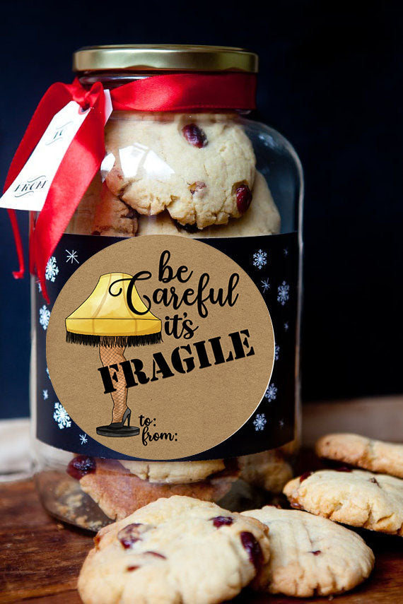 Christmas Movie Holiday Gift Tag Sticker Labels Presents Bulk Self Adhesive - Careful It's Fragile