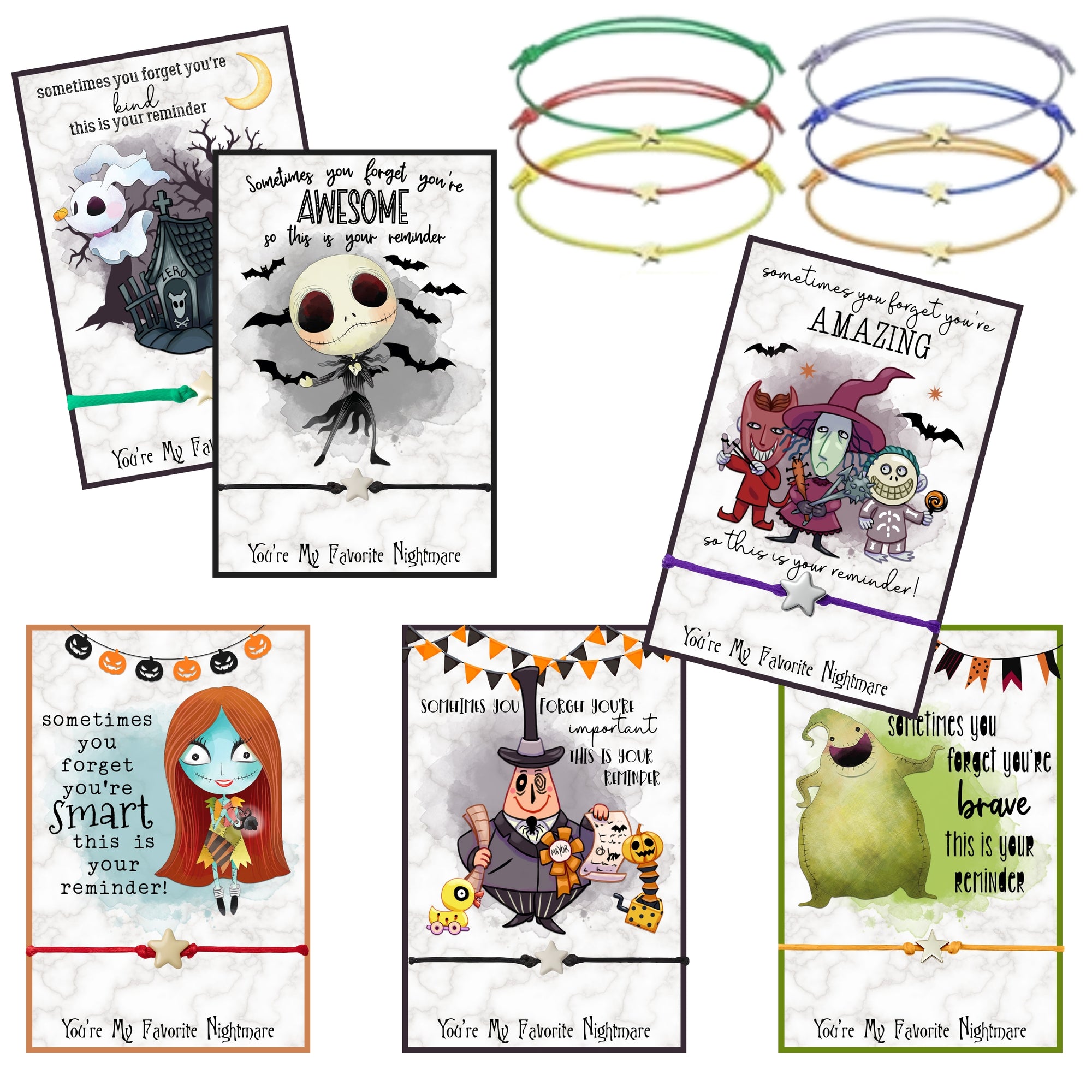 You're My Favorite Nightmare Inspirational Bracelet Bulk Gift Sets for All Occasions Favor Kit
