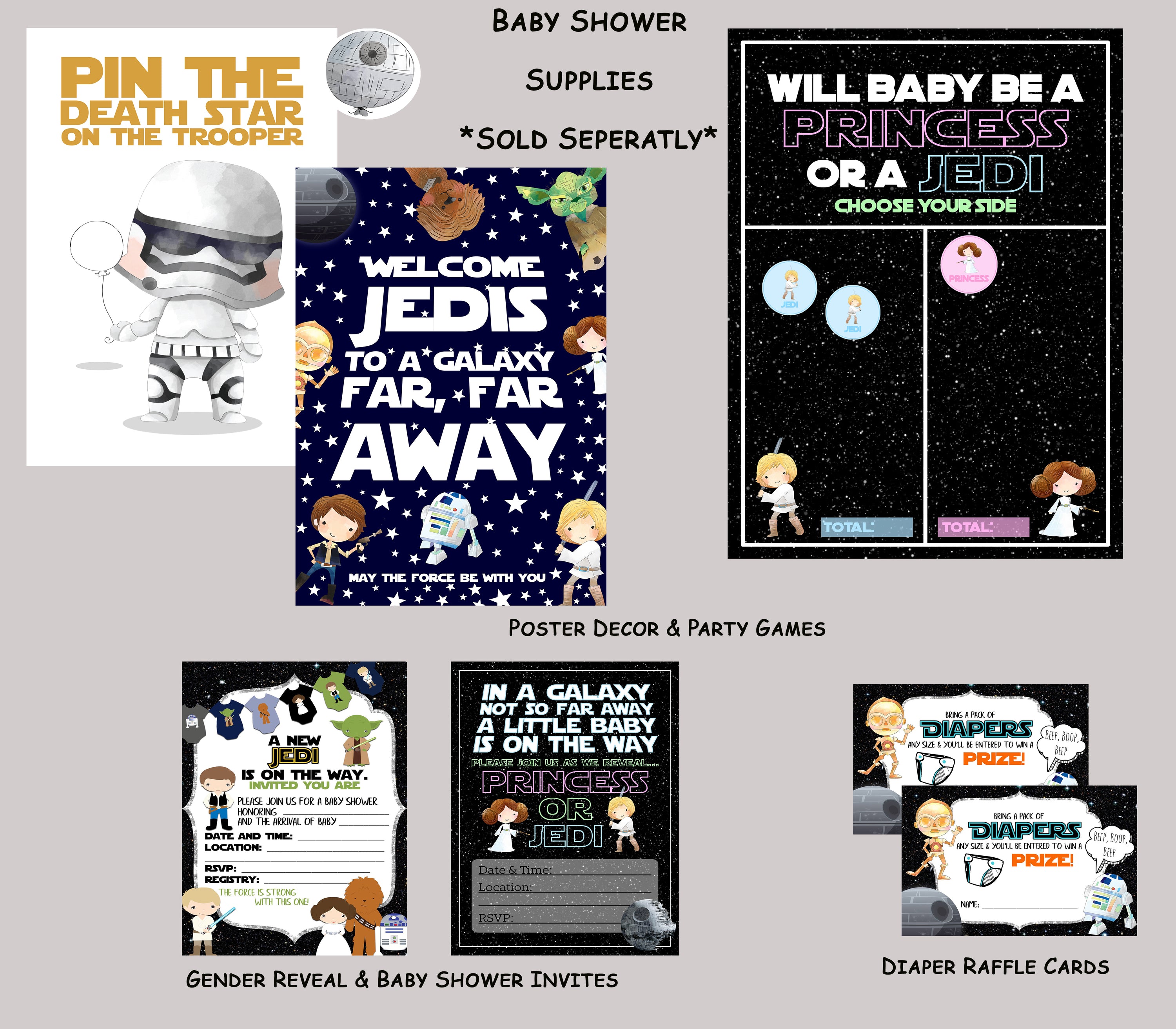What Will Baby Be Gender Reveal Game — Outer Space Galaxy Party Activity Set