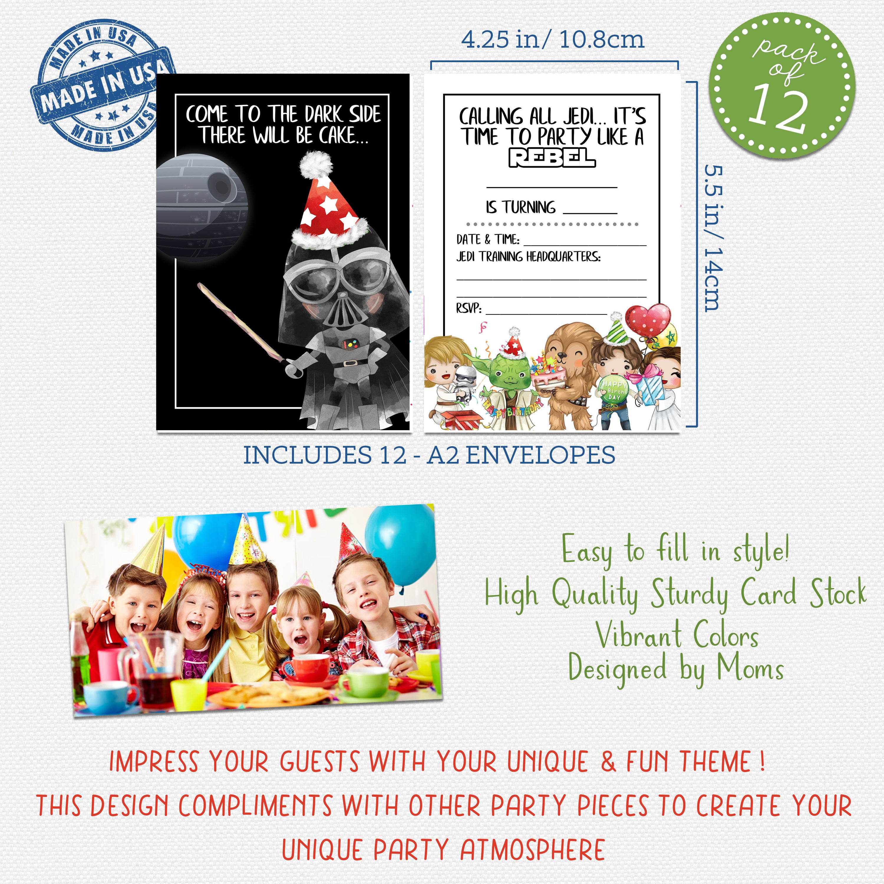 Party Like A Rebel Space Character Themed Party Invitations Set of 12