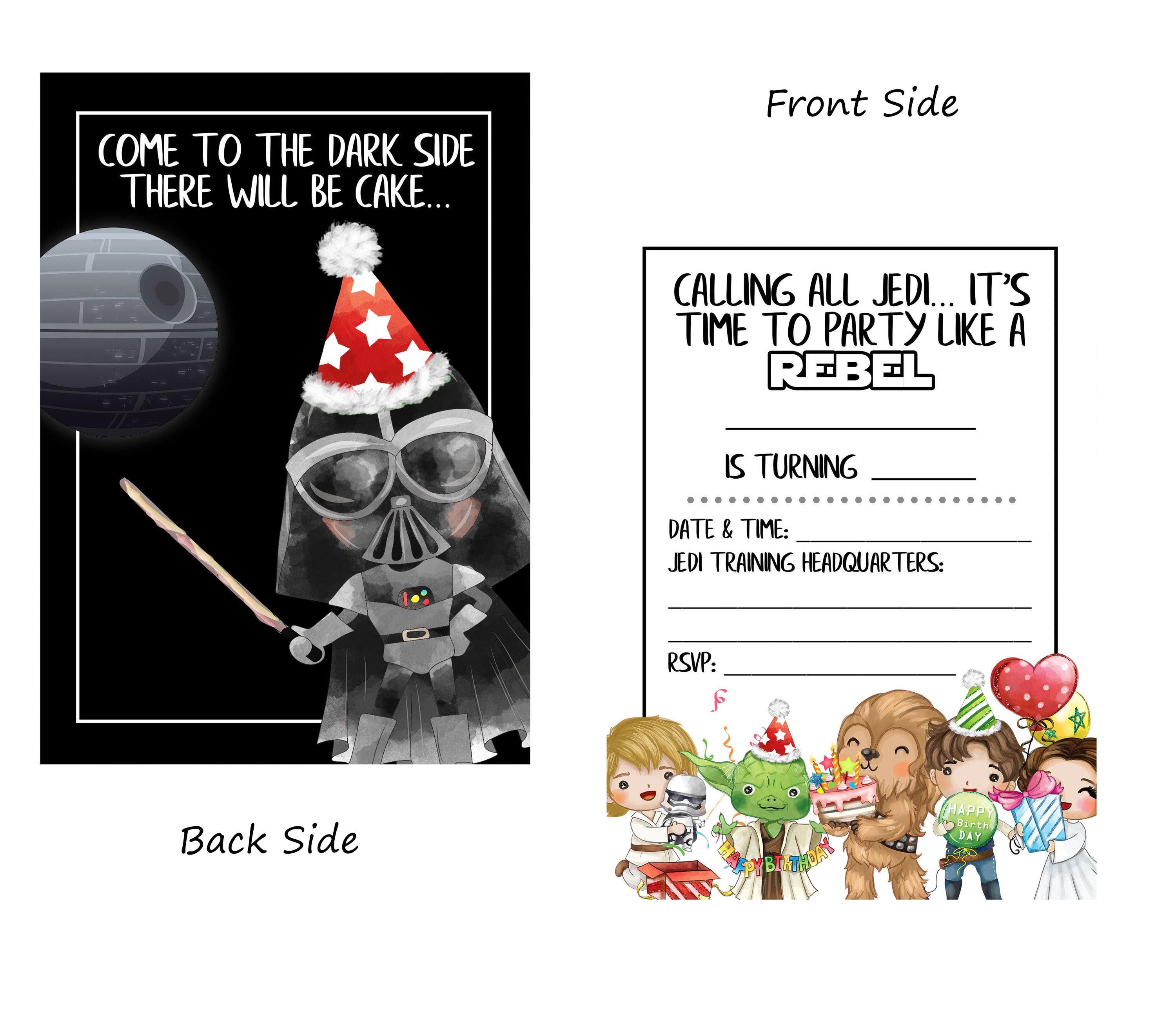 Party Like A Rebel Space Character Themed Party Invitations Set of 12