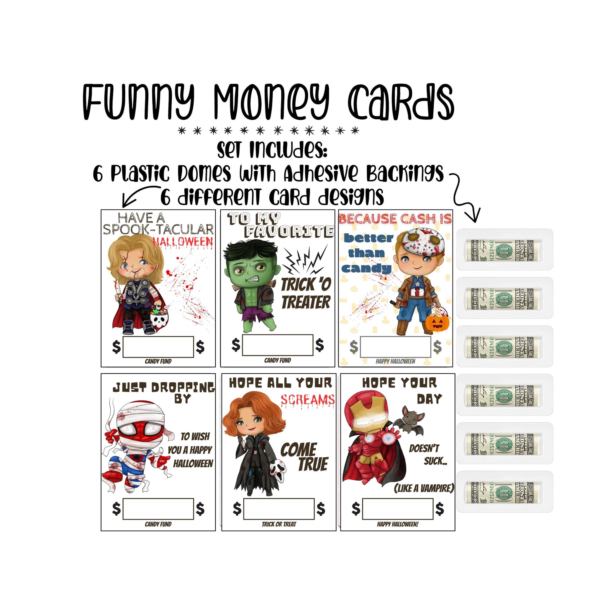 Funny Superhero Themed Design Halloween - Money Present Cash Holder DIY Gift Cards