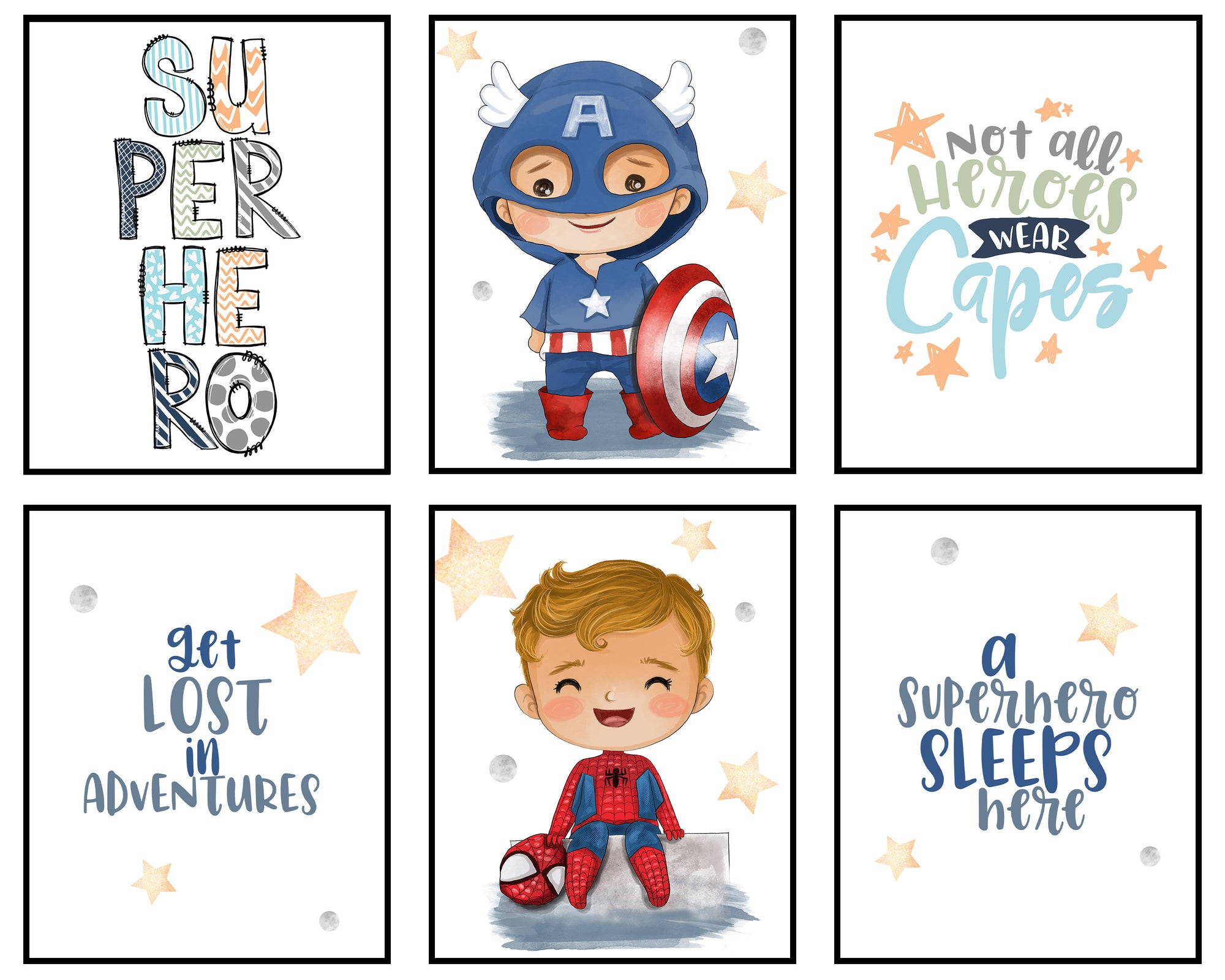 A Superhero Sleeps Here - Darling Baby Super Hero Themed Wall Art Print Room Nursery Decor