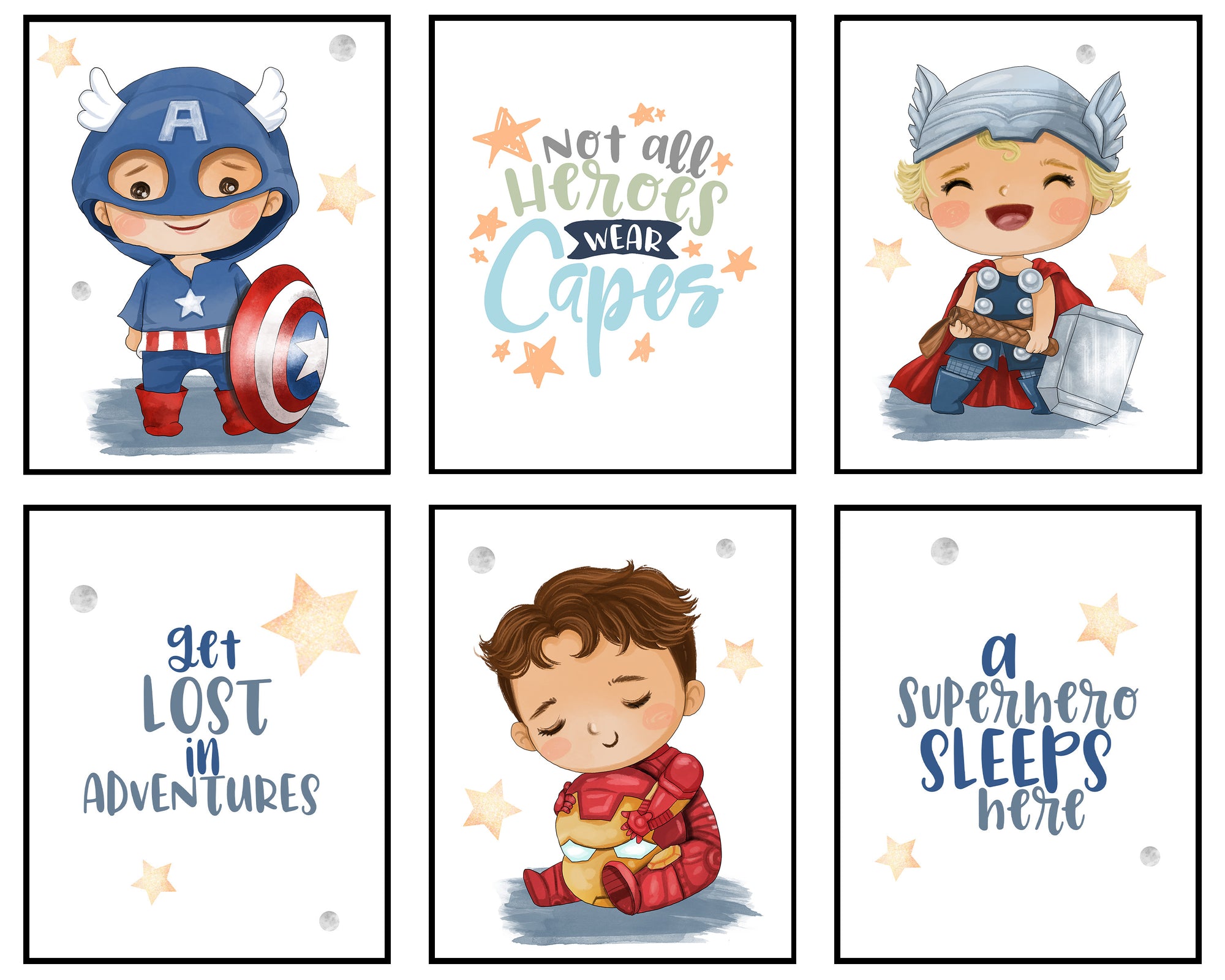 A Superhero Sleeps Here - Darling Baby Super Hero Themed Wall Art Print Room Nursery Decor