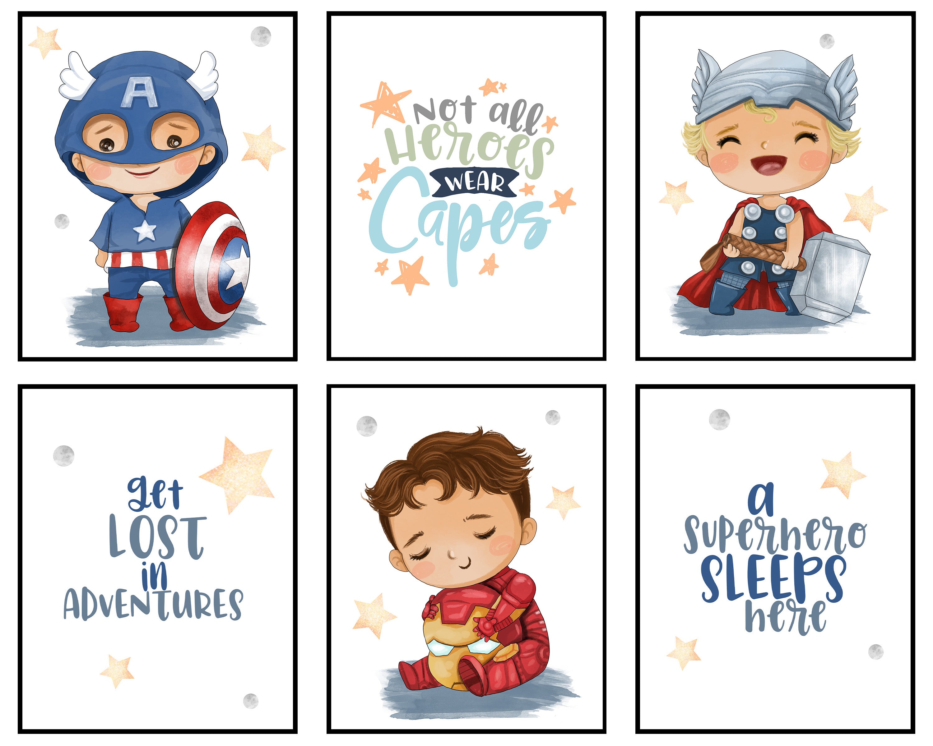 A Superhero Sleeps Here - Darling Baby Super Hero Themed Wall Art Print Room Nursery Decor