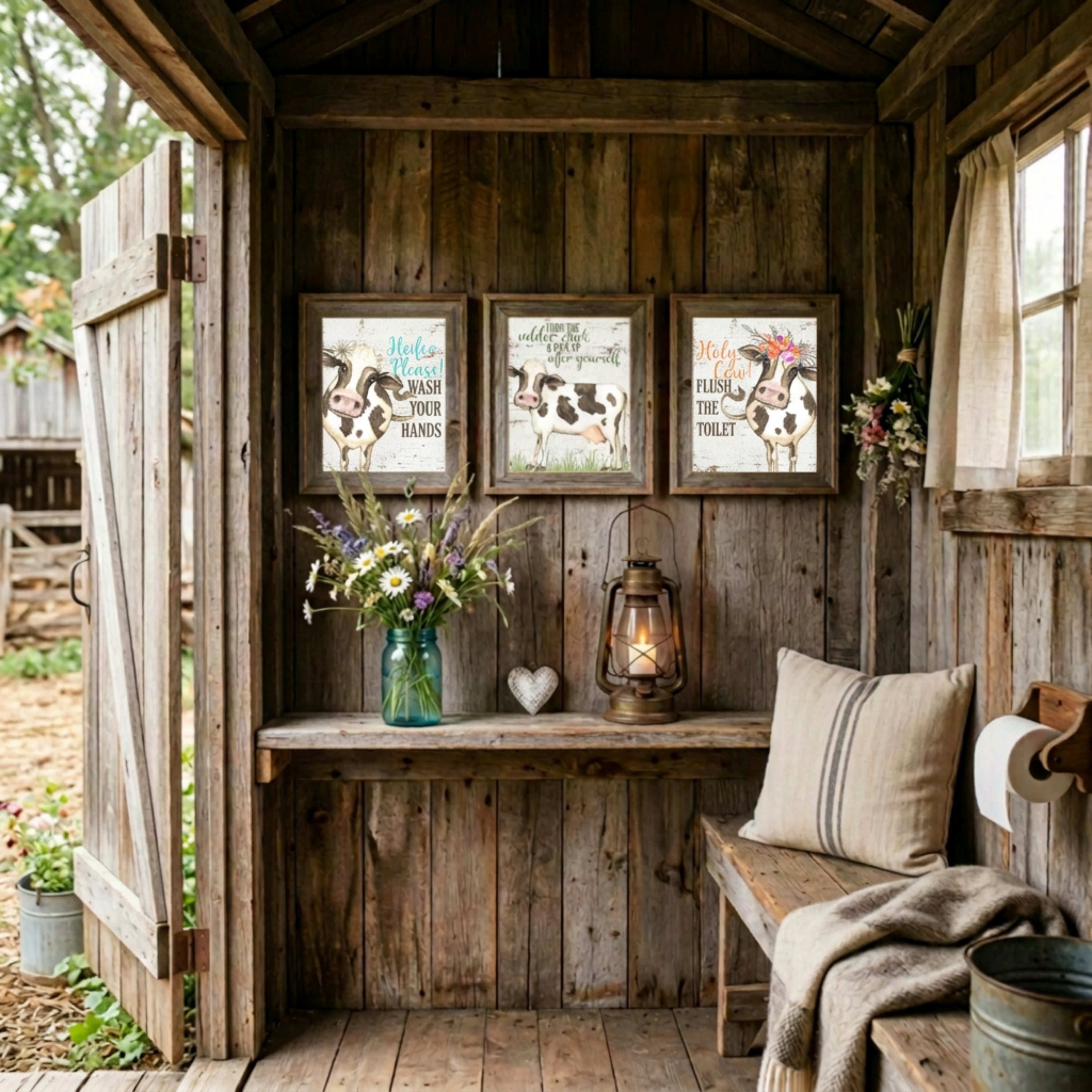 Heifer Please! - Funny Cow Bathroom Wall Art Prints, Farmhouse Decor Set of 3, 8x10in