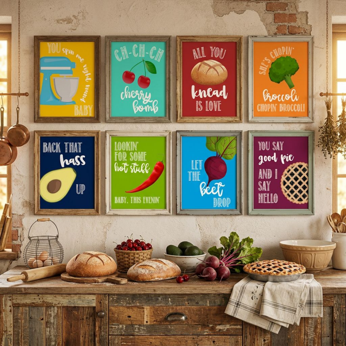 Funny Food Kitchen Music Lyrics Themed Wall Art Prints Decoration